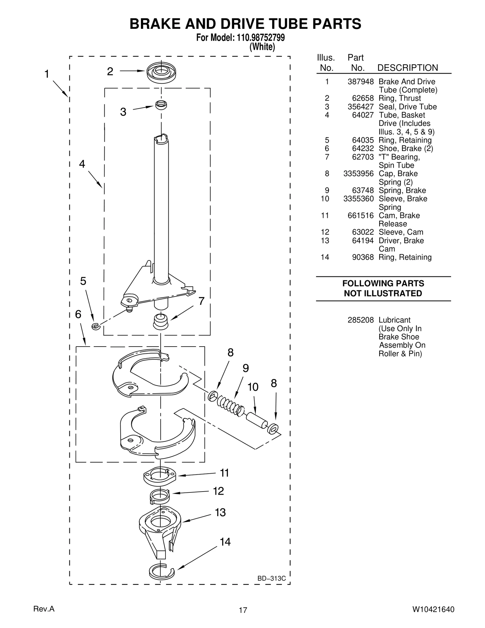 BRAKE AND DRIVE TUBE PARTS