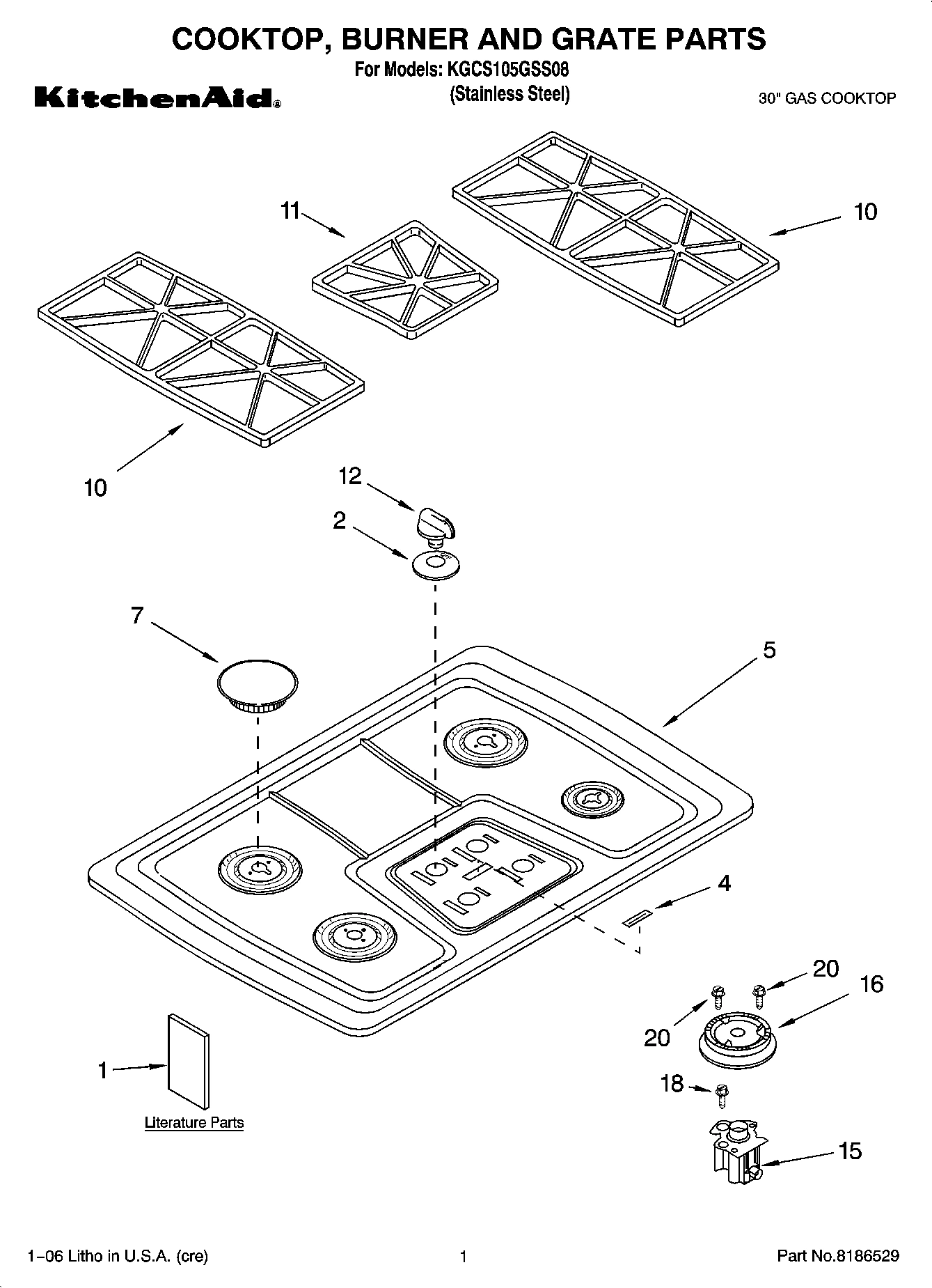 01 - COOKTOP, BURNER AND GRATE PARTS