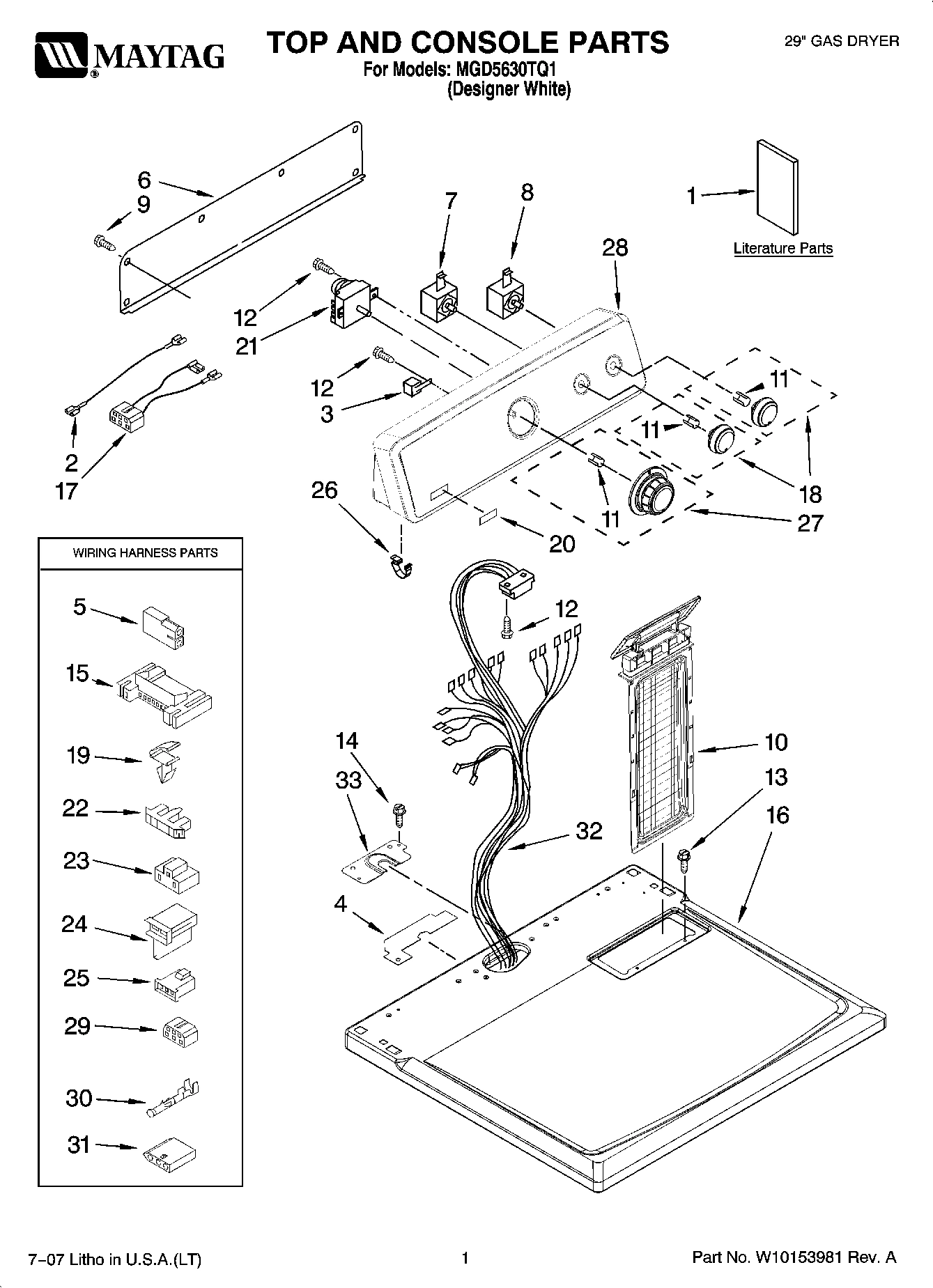 01 - TOP AND CONSOLE PARTS