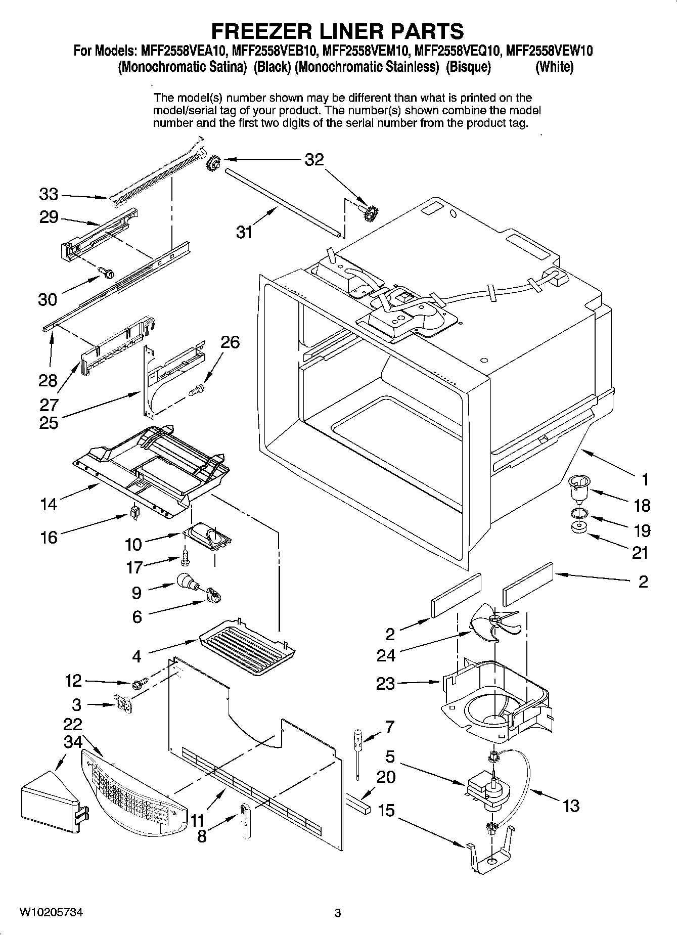 02 - FREEZER LINER PARTS