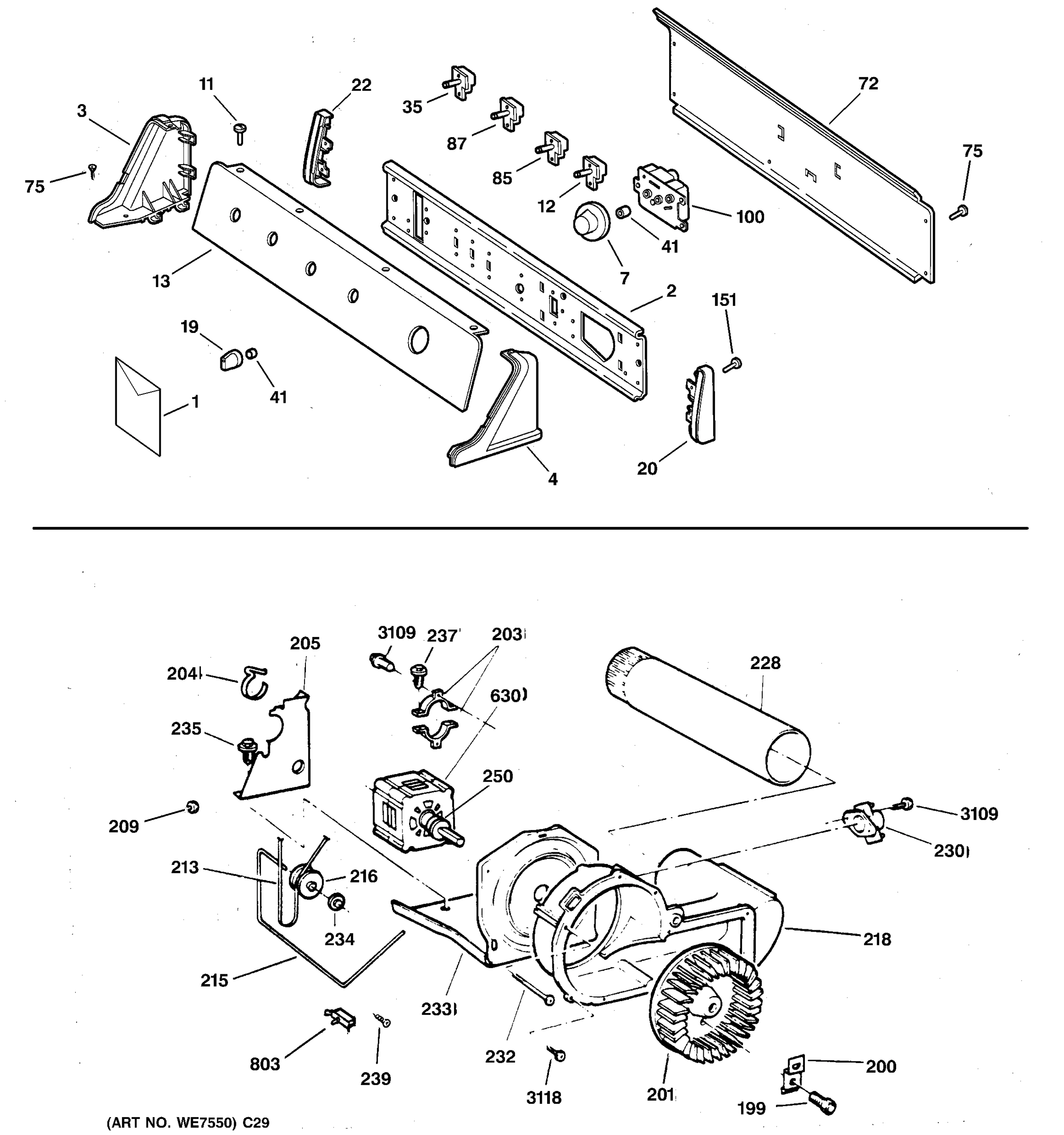 BACKSPLASH, BLOWER & MOTOR ASSEMBLY