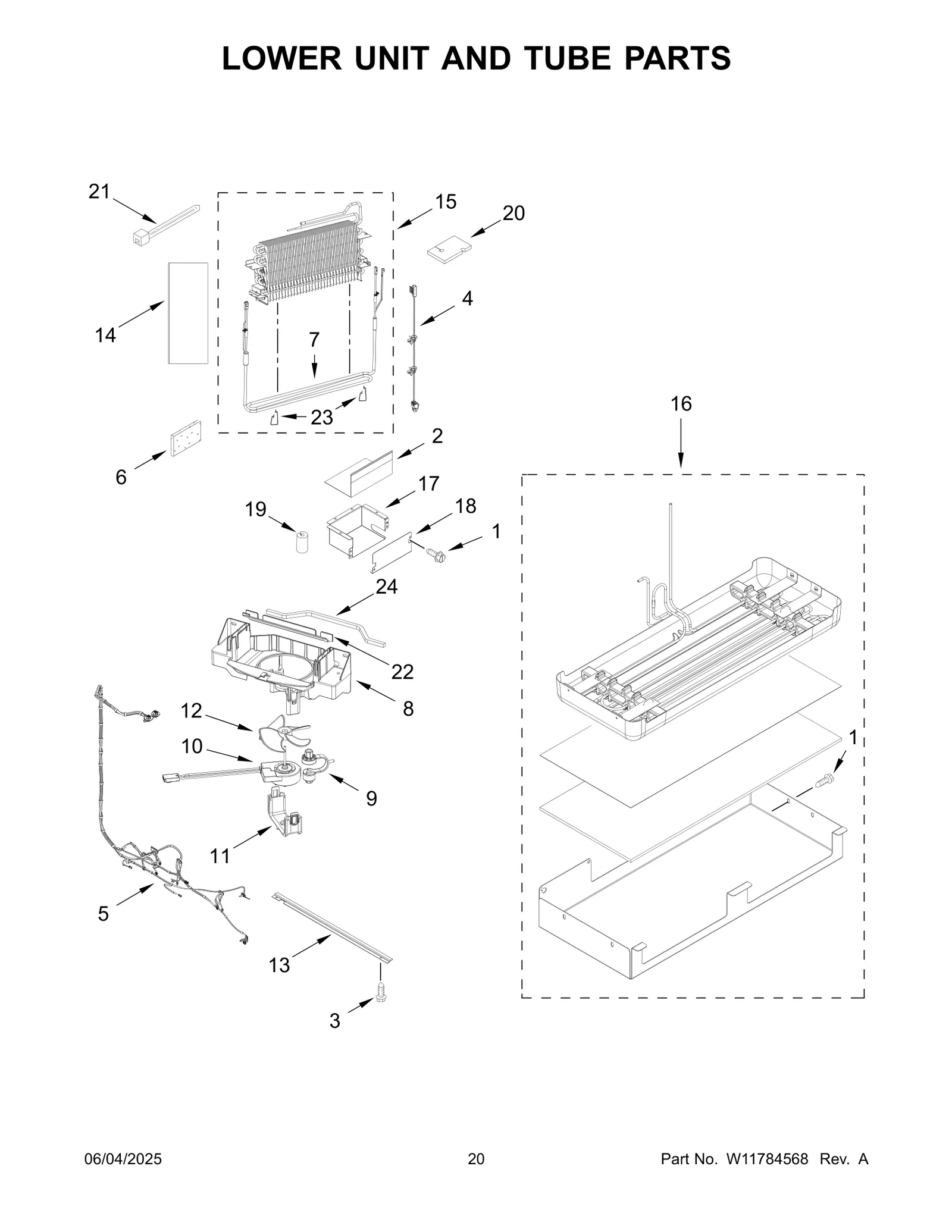 LOWER UNIT AND TUBE PARTS