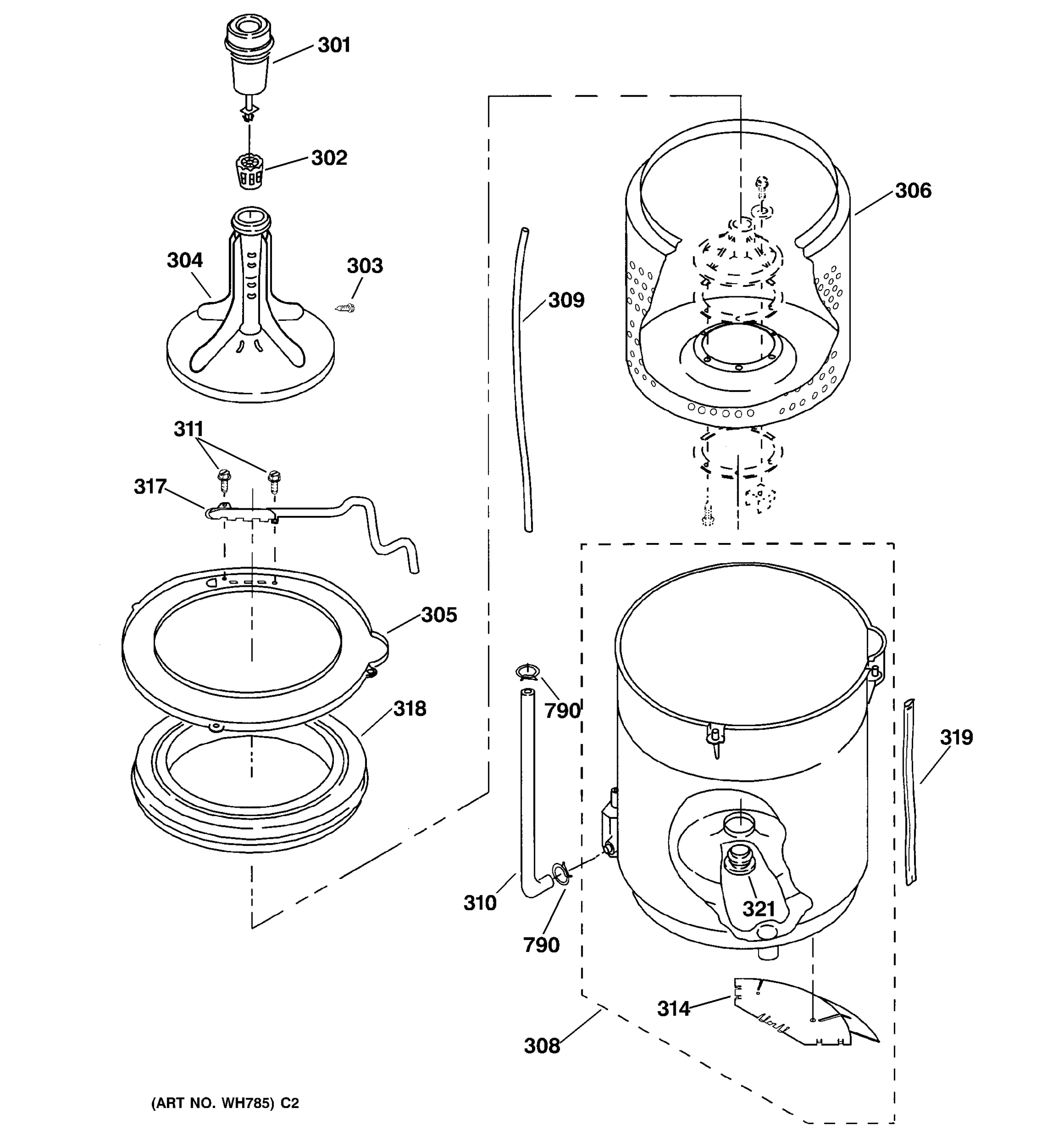 TUB, BASKET & AGITATOR