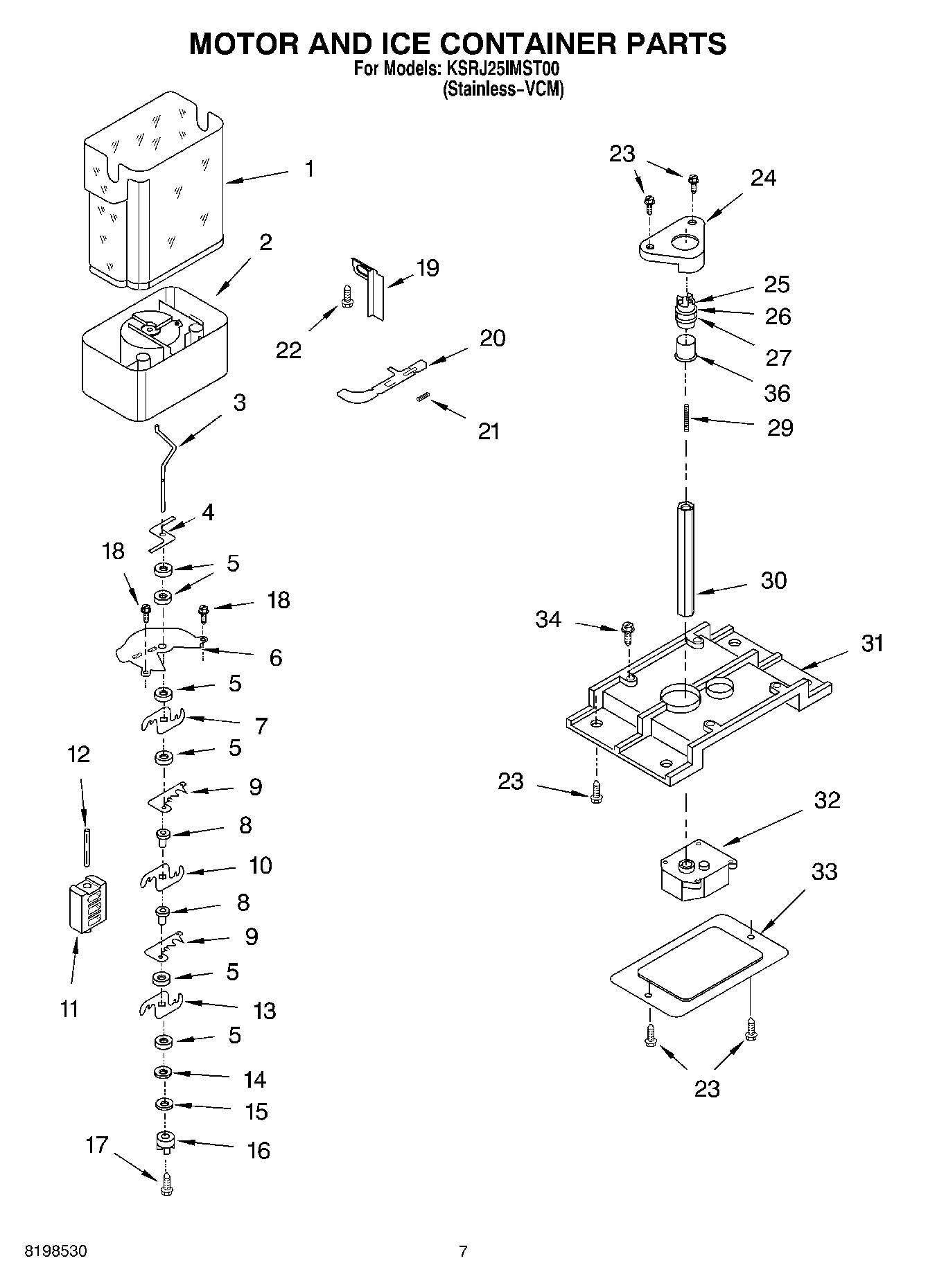 05 - MOTOR AND ICE CONTAINER PARTS