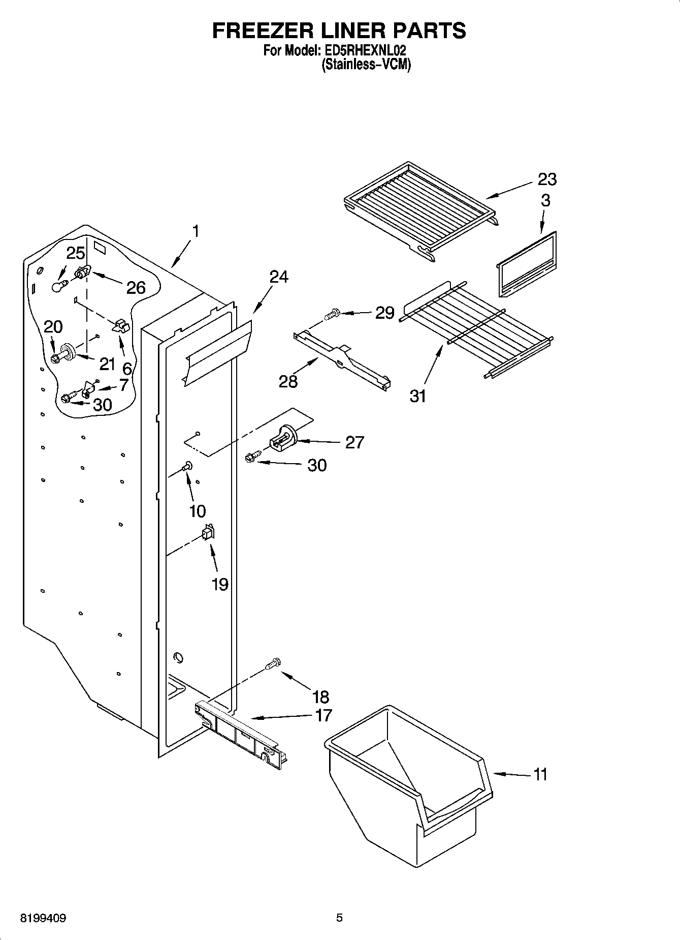 04 - FREEZER LINER PARTS