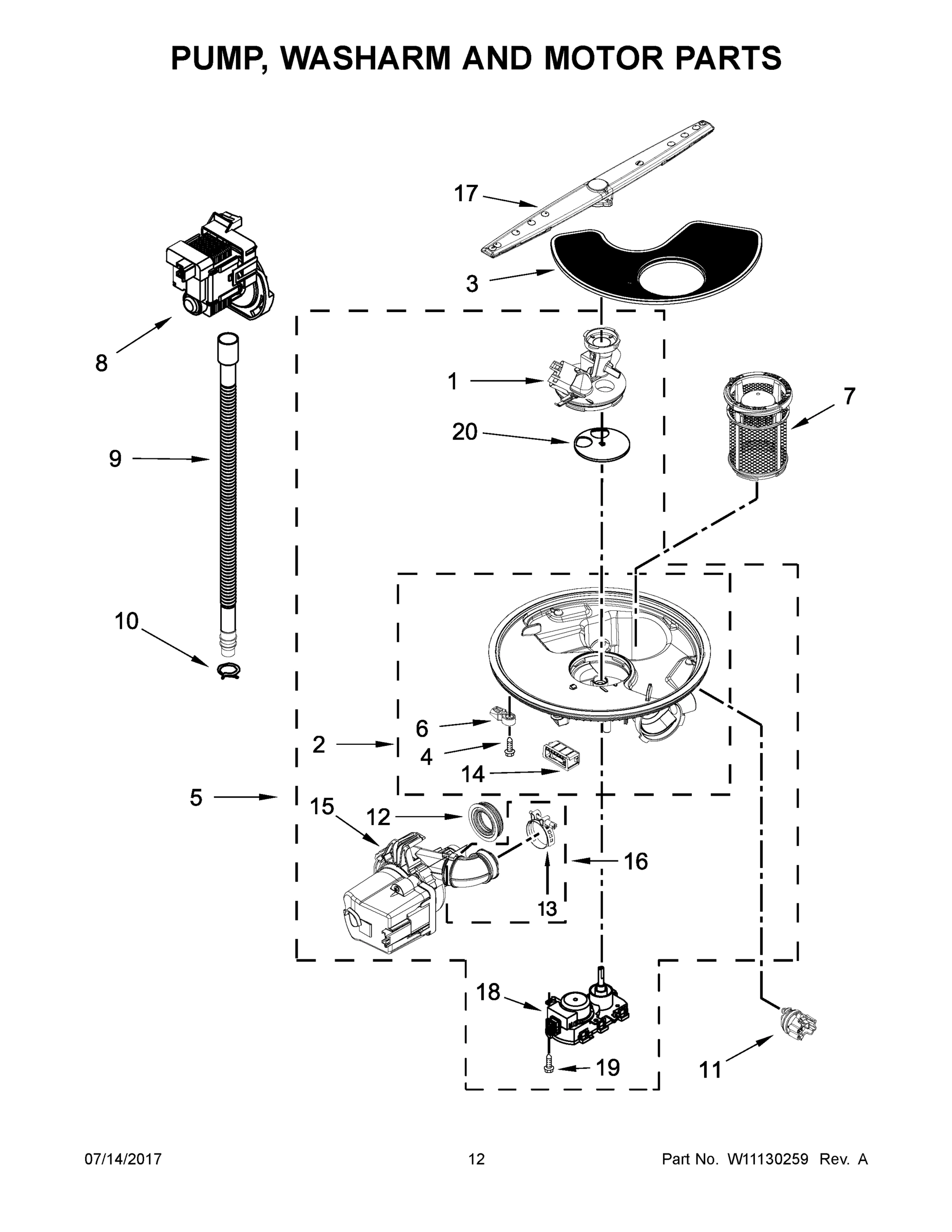07 - PUMP, WASHARM AND MOTOR PARTS