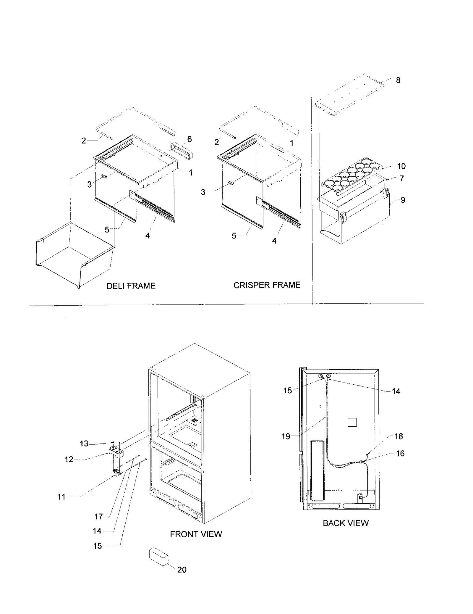 CRISPER, DELI FRAME/WATER FILTER