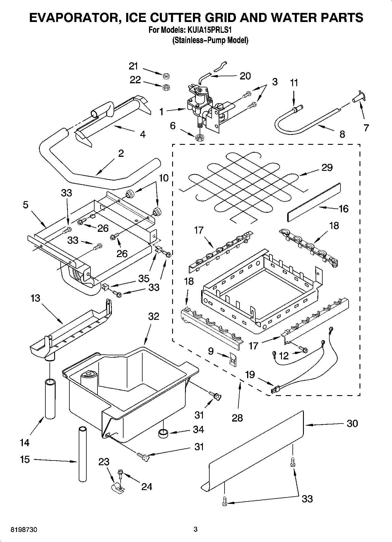 02 - EVAPORATOR, ICE CUTTER GRID AND WATER PARTS