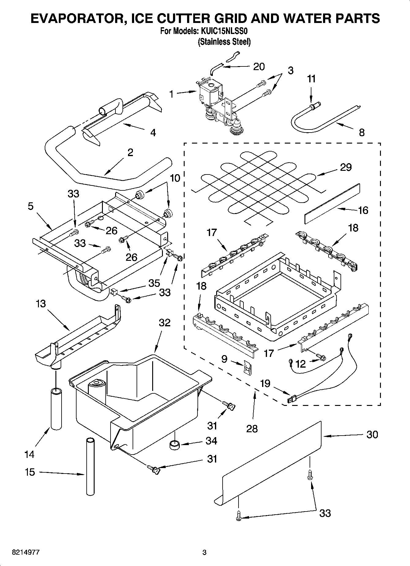 02 - EVAPORATOR, ICE CUTTER GRID AND WATER PARTS