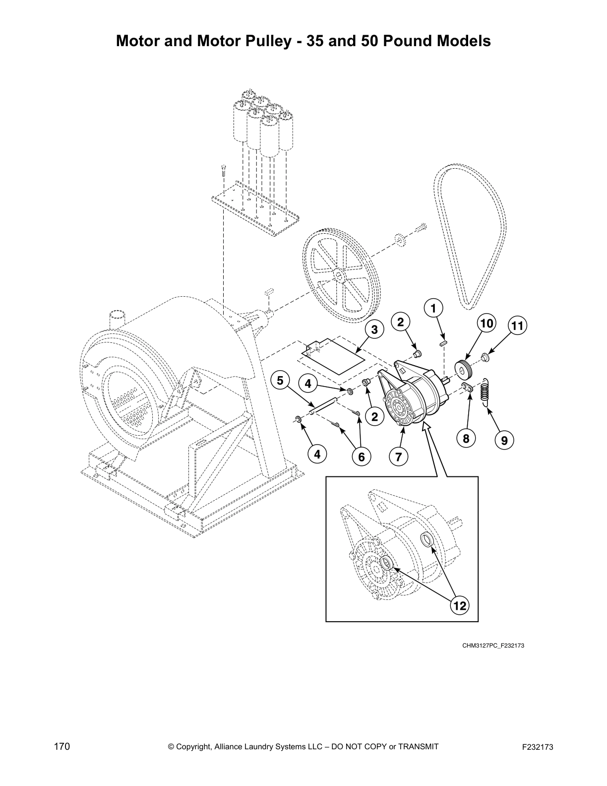 Motor and Motor Pulley - 35 and 50 Pound Models