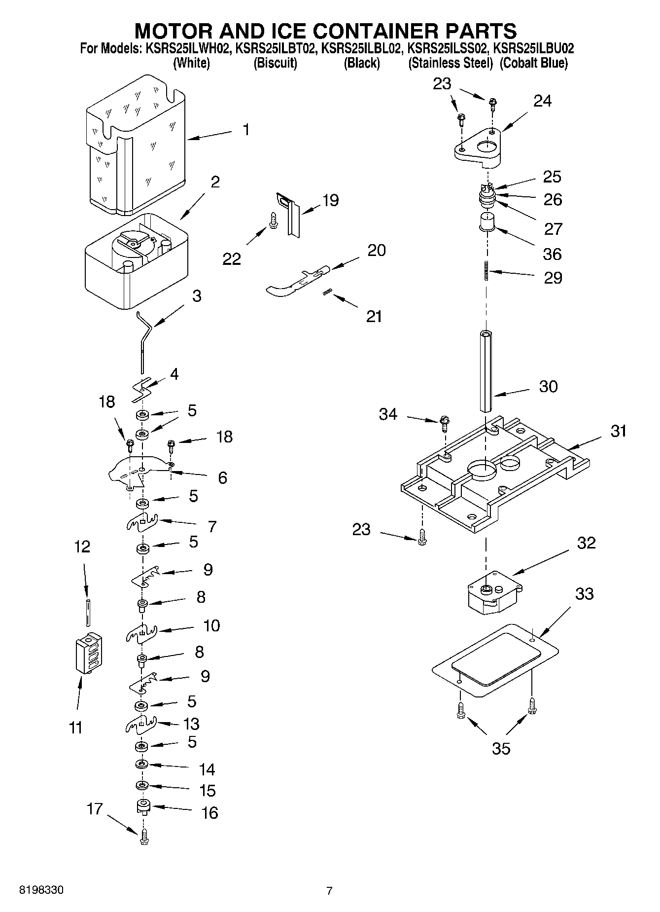 05 - MOTOR AND ICE CONTAINER PARTS