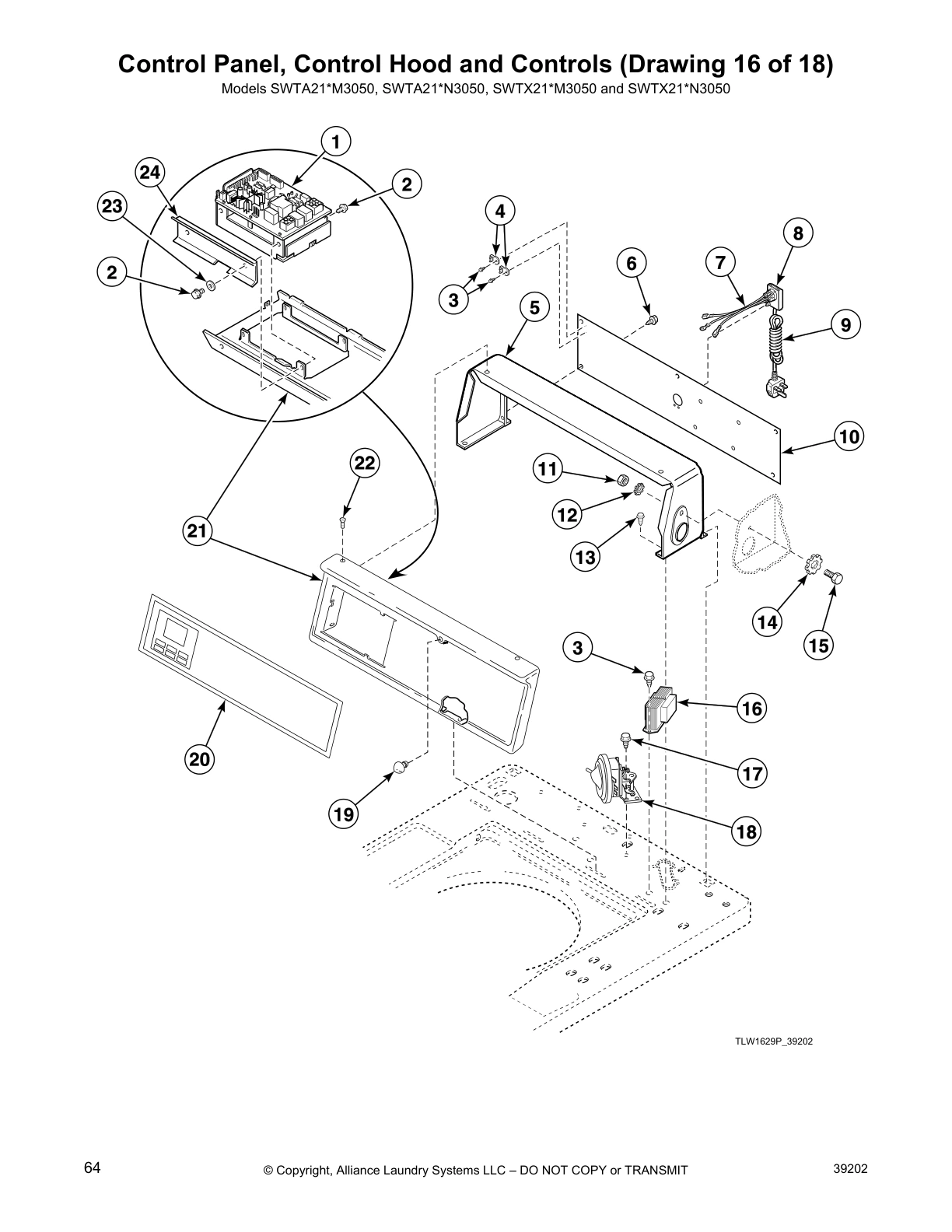 Control Panel, Control Hood and Controls (Drawing 16 of 18)