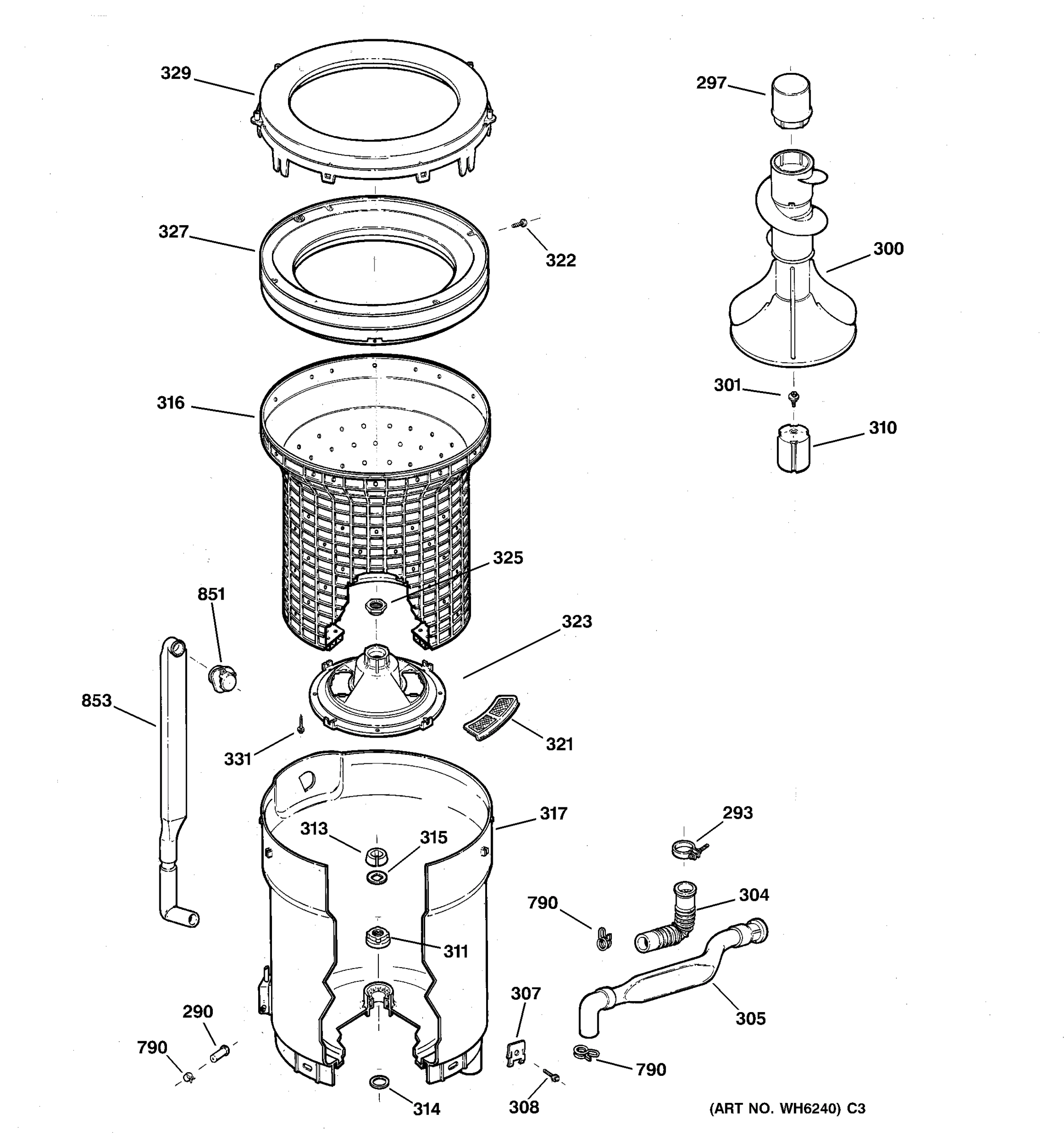 TUB, BASKET & AGITATOR