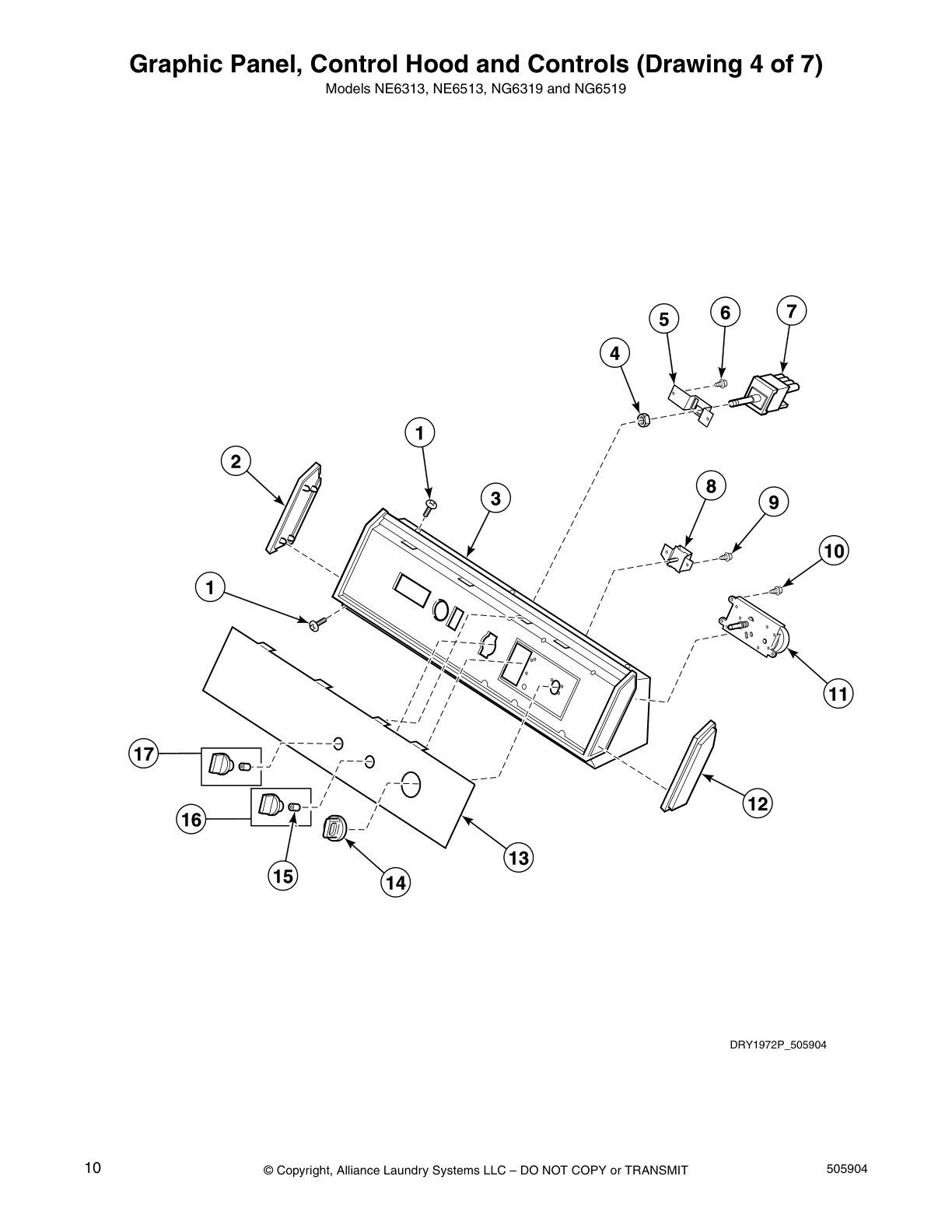 Graphic Panel, Control Hood and Controls (Drawing 4 of 7)