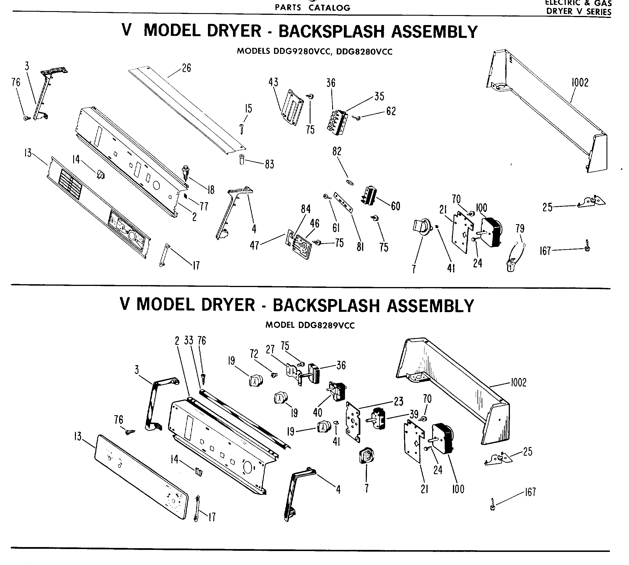 V MODEL DRYER - BACKSPLASH ASSEMBLY