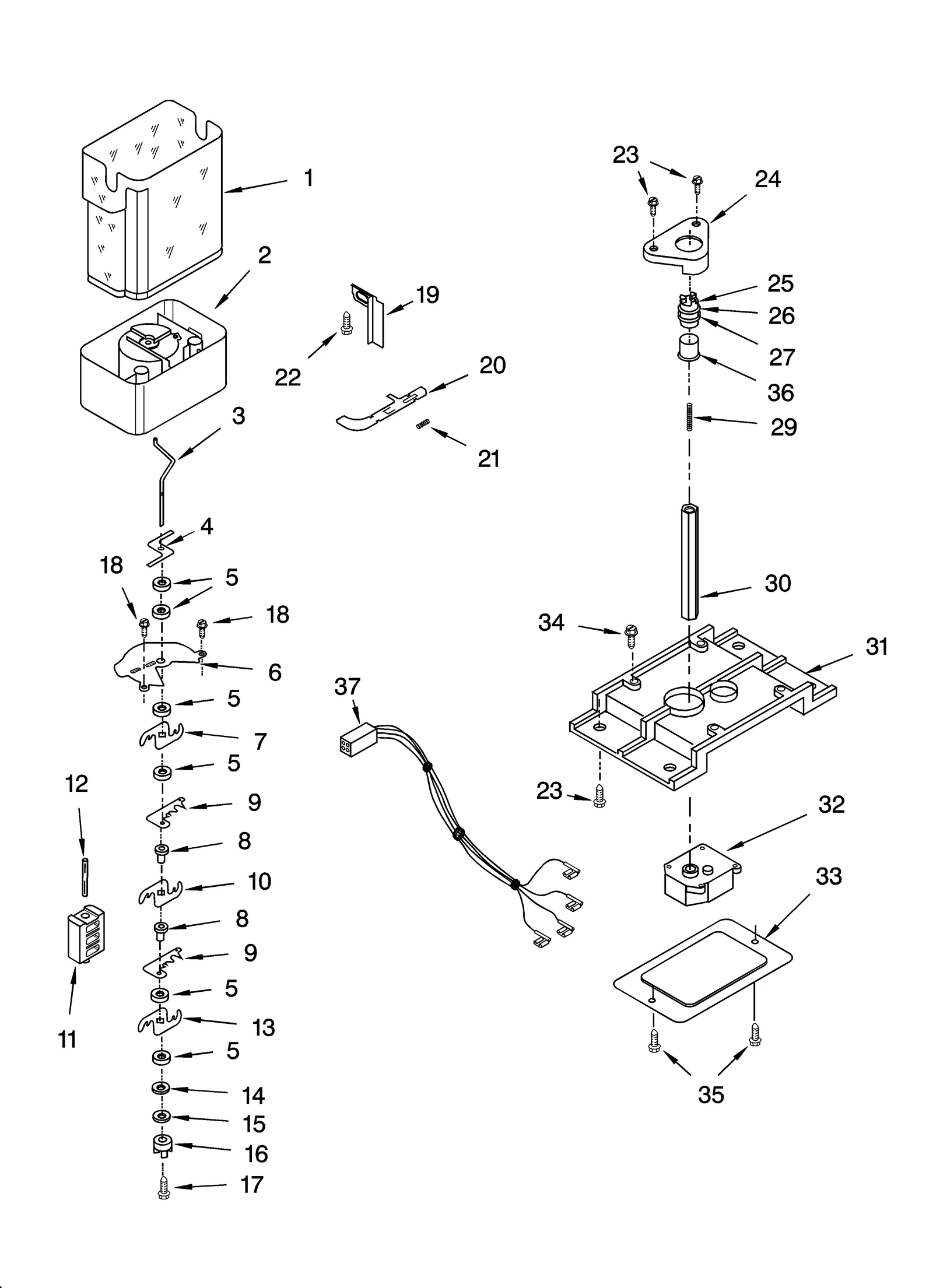MOTOR AND ICE CONTAINER PARTS