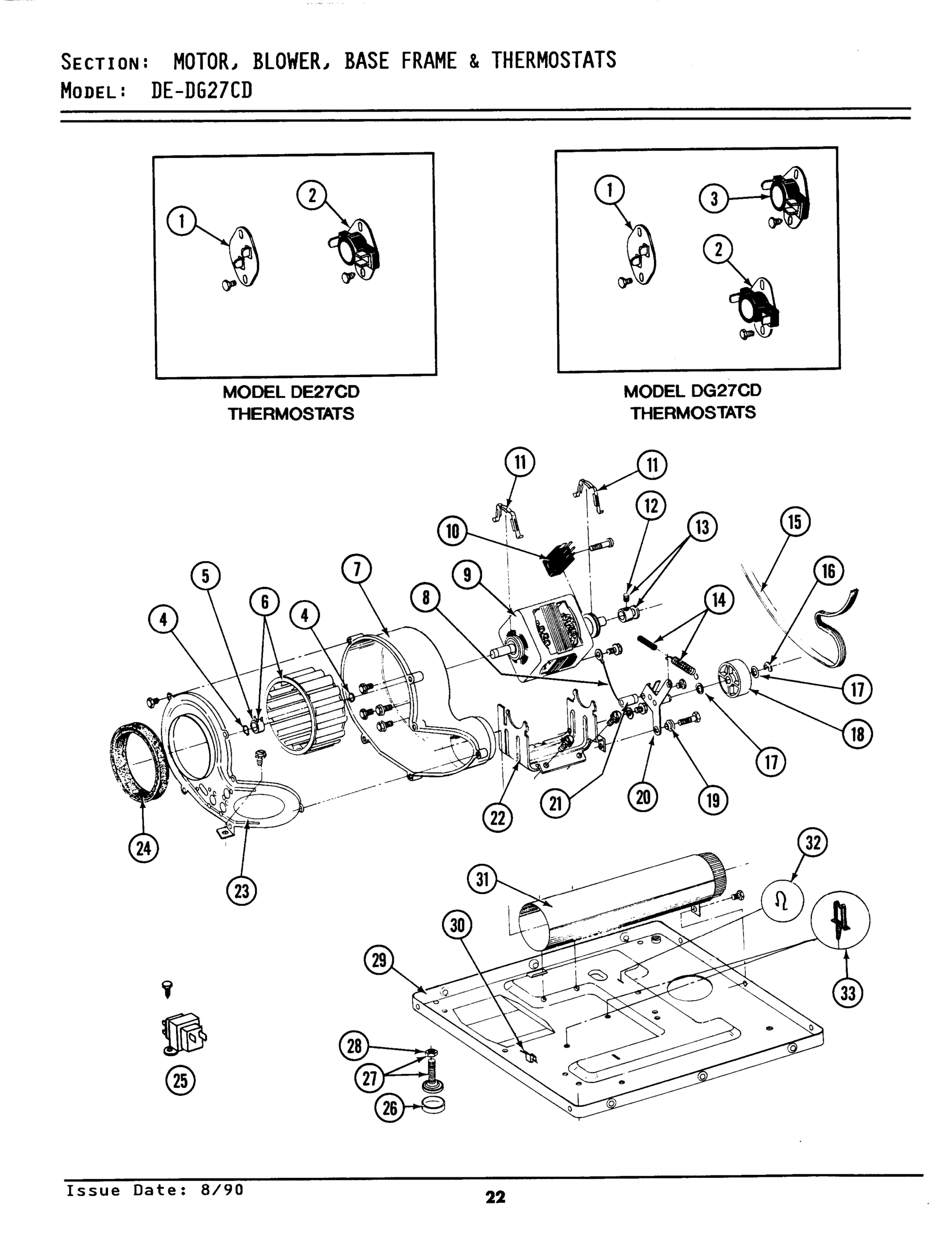 07 - MOTOR, BLOWER, BASE FRAME & THERMOSTATS