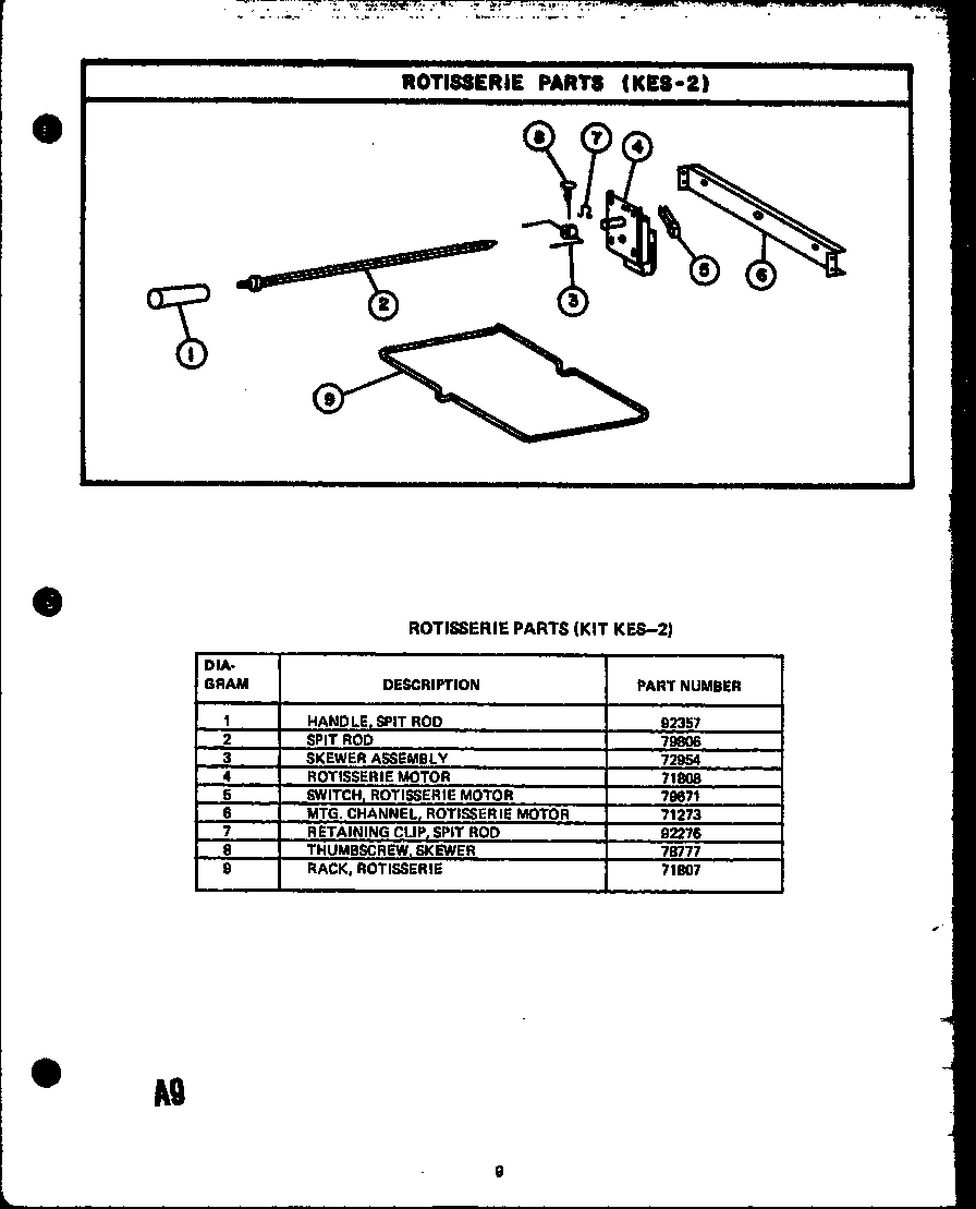 10 - ROTISSERIE PARTS (KIT KES-2)