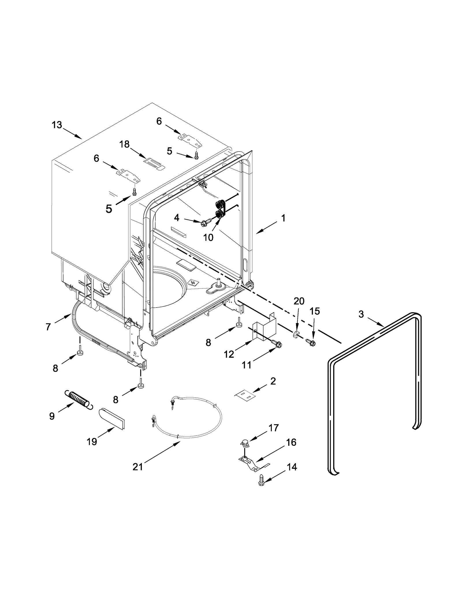 TUB AND FRAME PARTS