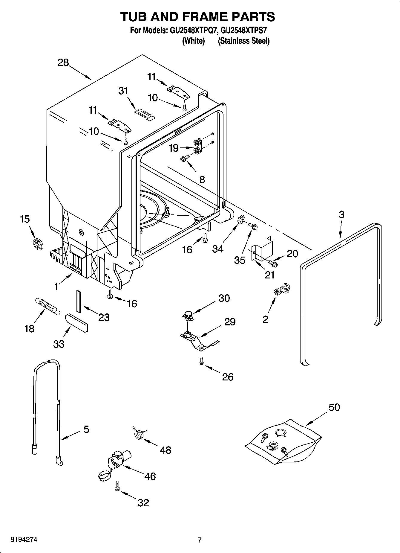 07 - TUB AND FRAME PARTS