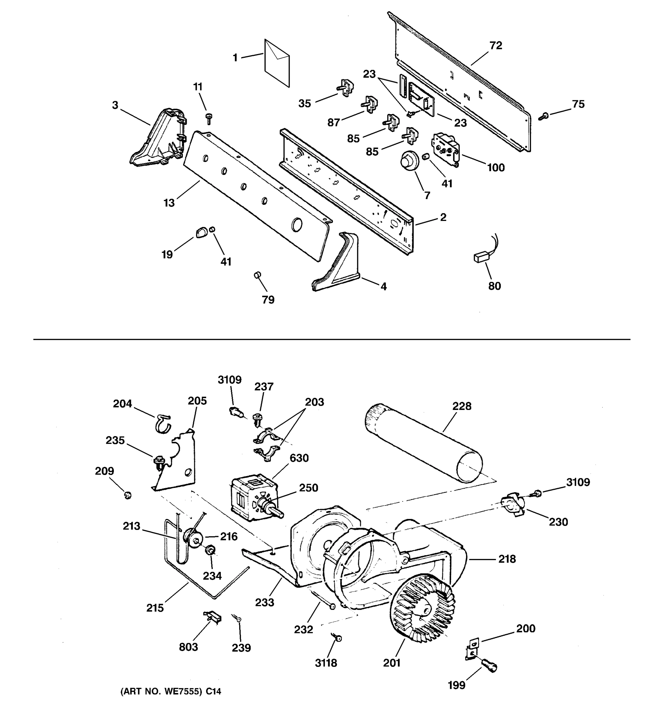 BACKSPLASH, BLOWER & DRIVE ASSEMBLY