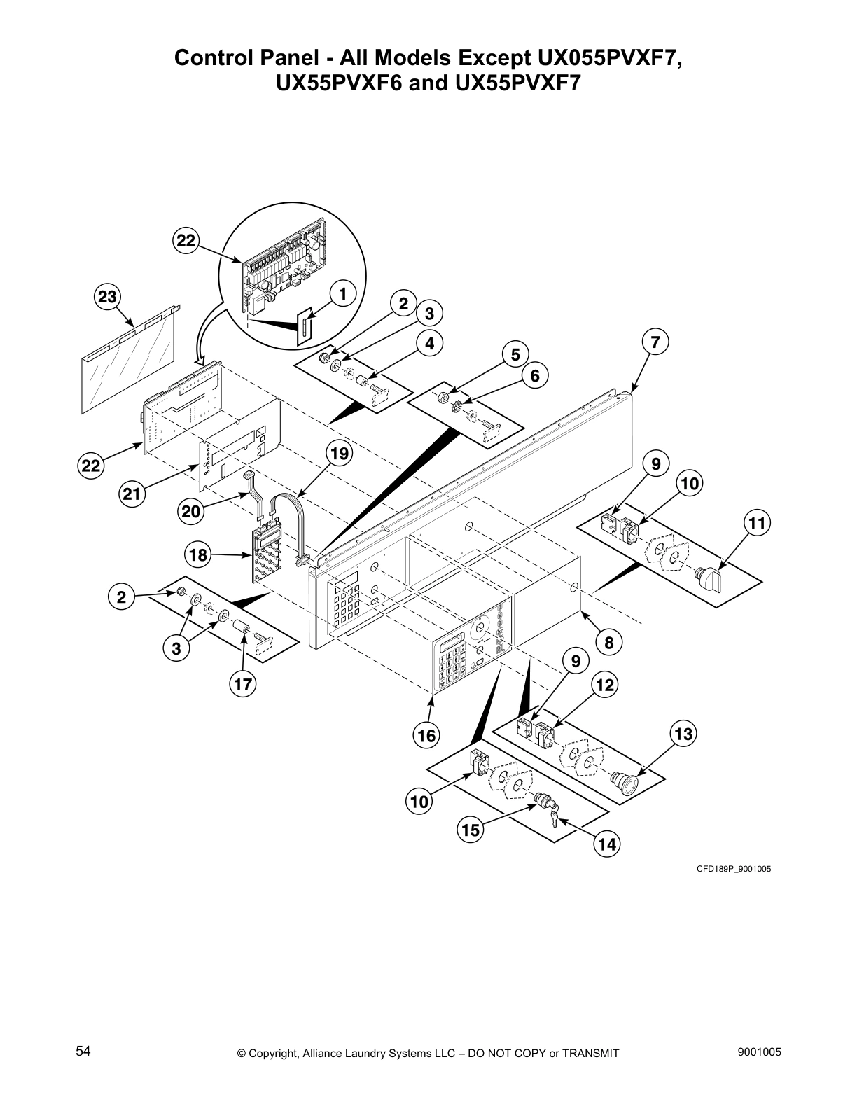 Control Panel - All Models Except UX055PVXF7,
UX55PVXF6 and UX55PVXF7