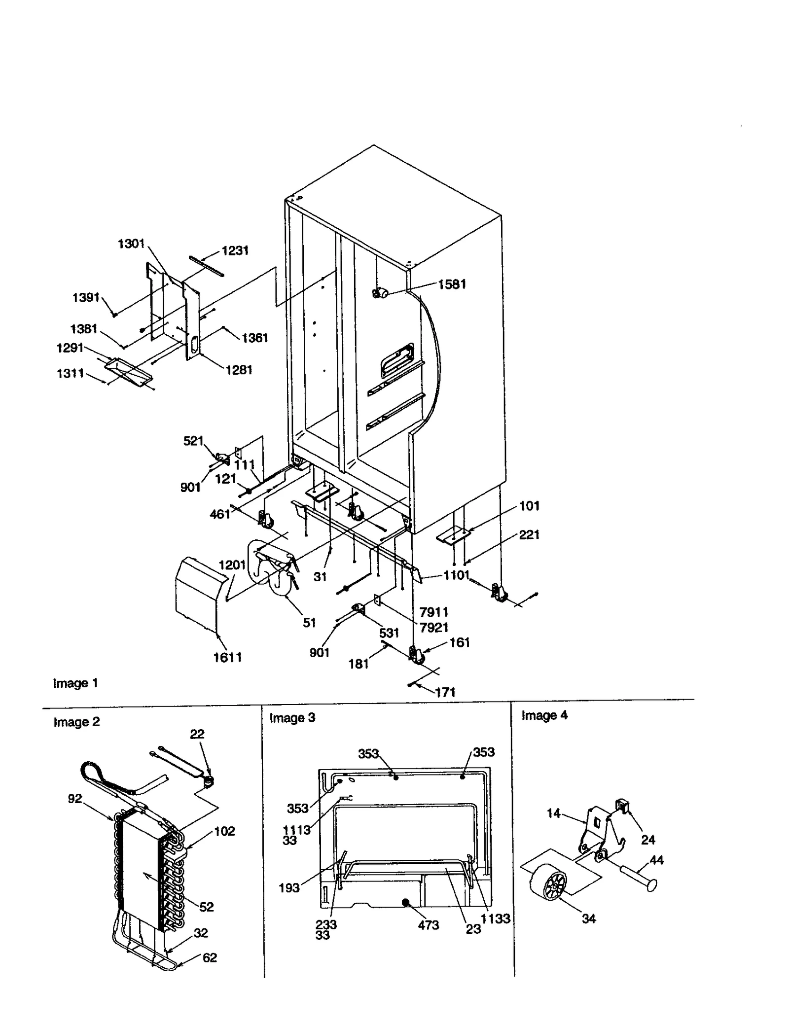 DRAIN, ROLLERS AND EVAP. ASSEMBLY