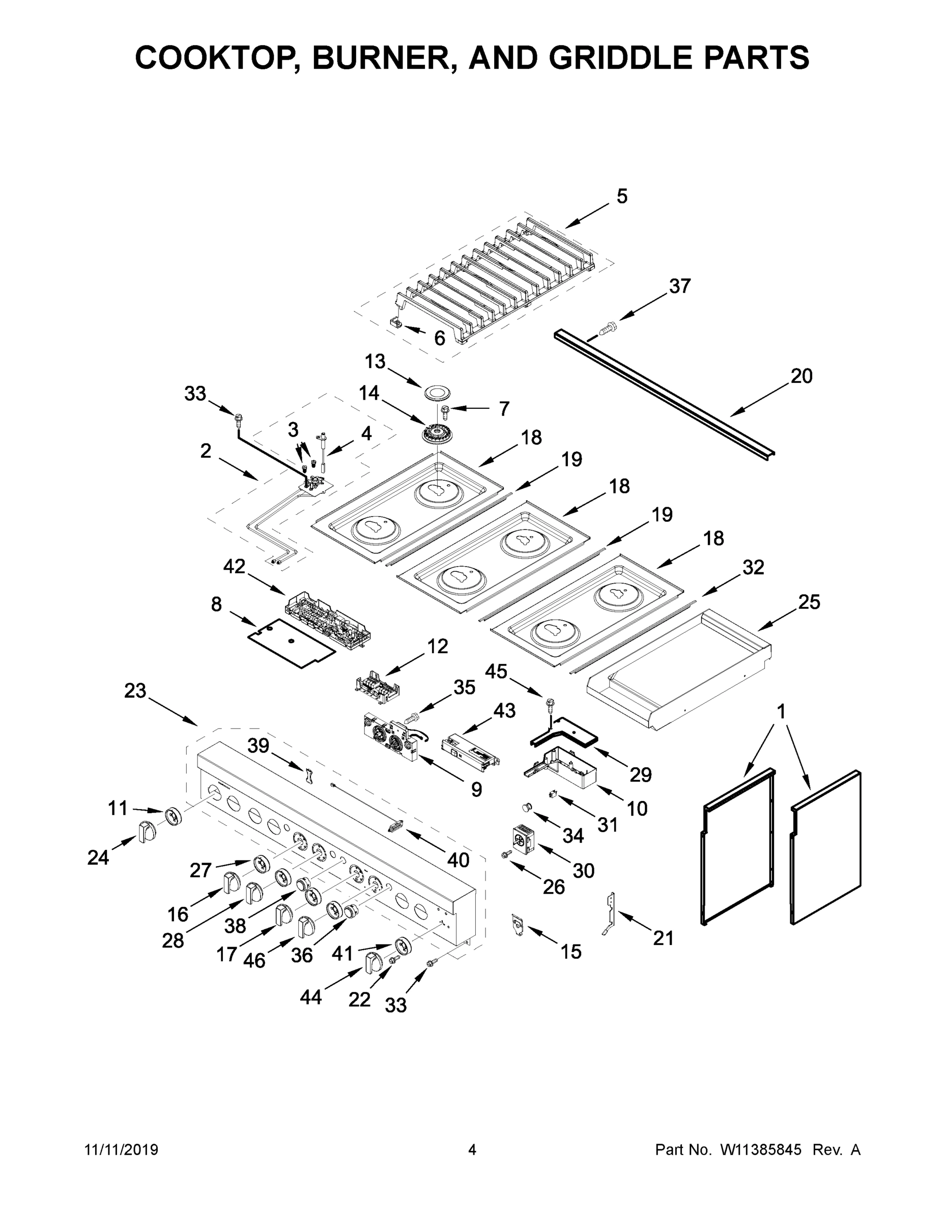 03 - COOKTOP, BURNER, AND GRIDDLE PARTS