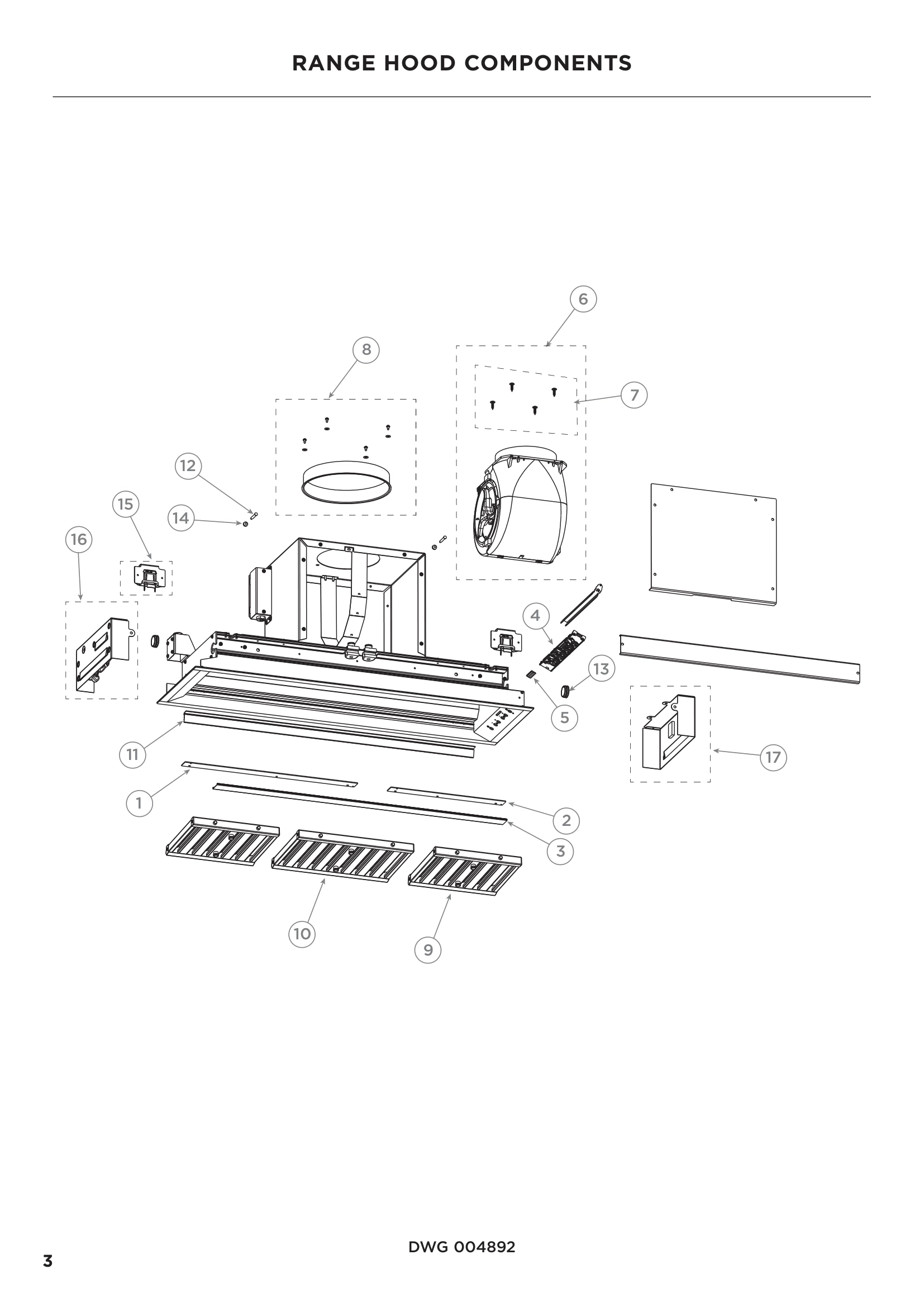 RANGE HOOD COMPONENTS