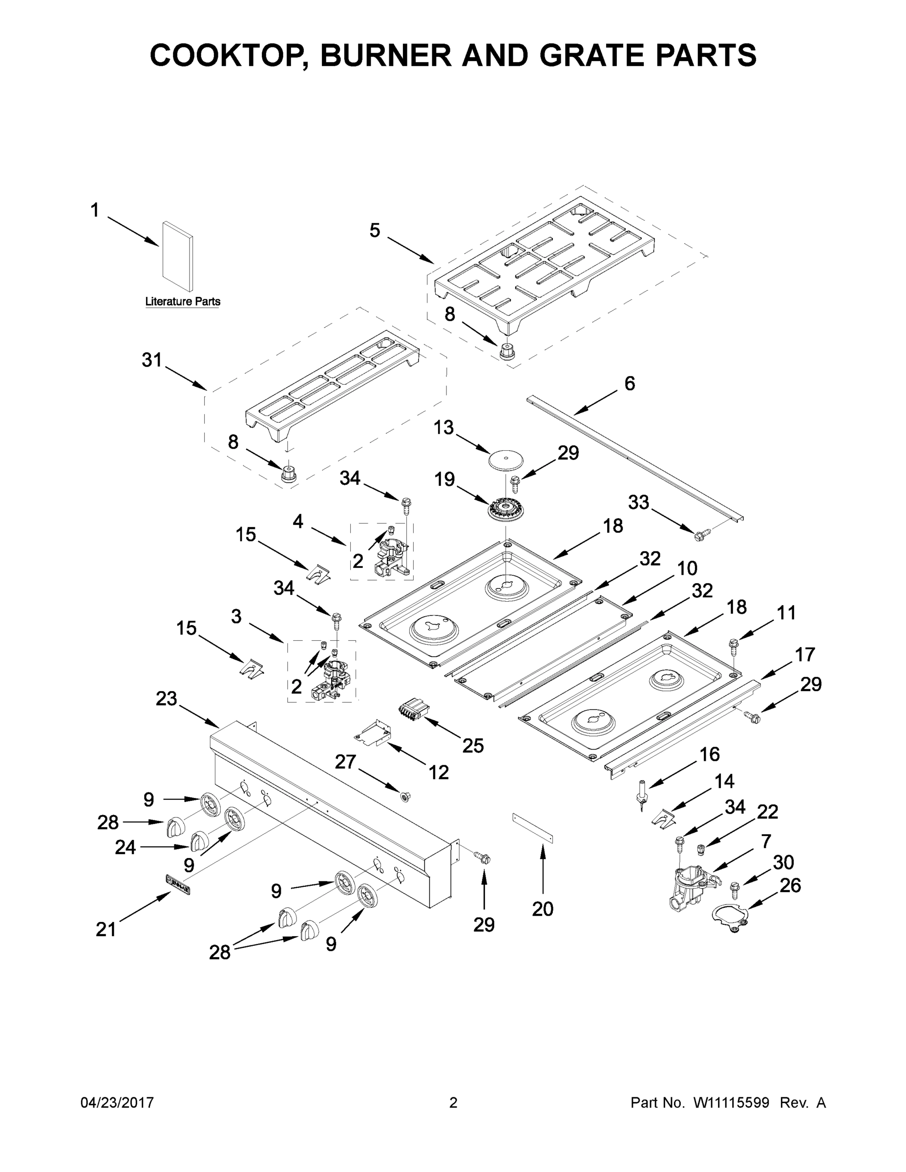 02 - COOKTOP, BURNER AND GRATE PARTS