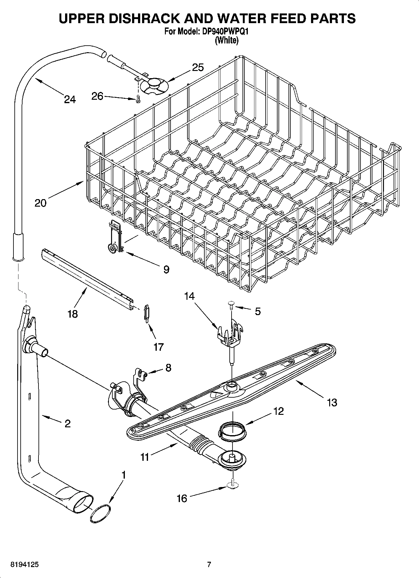 05 - UPPER DISHRACK AND WATER FEED PARTS
