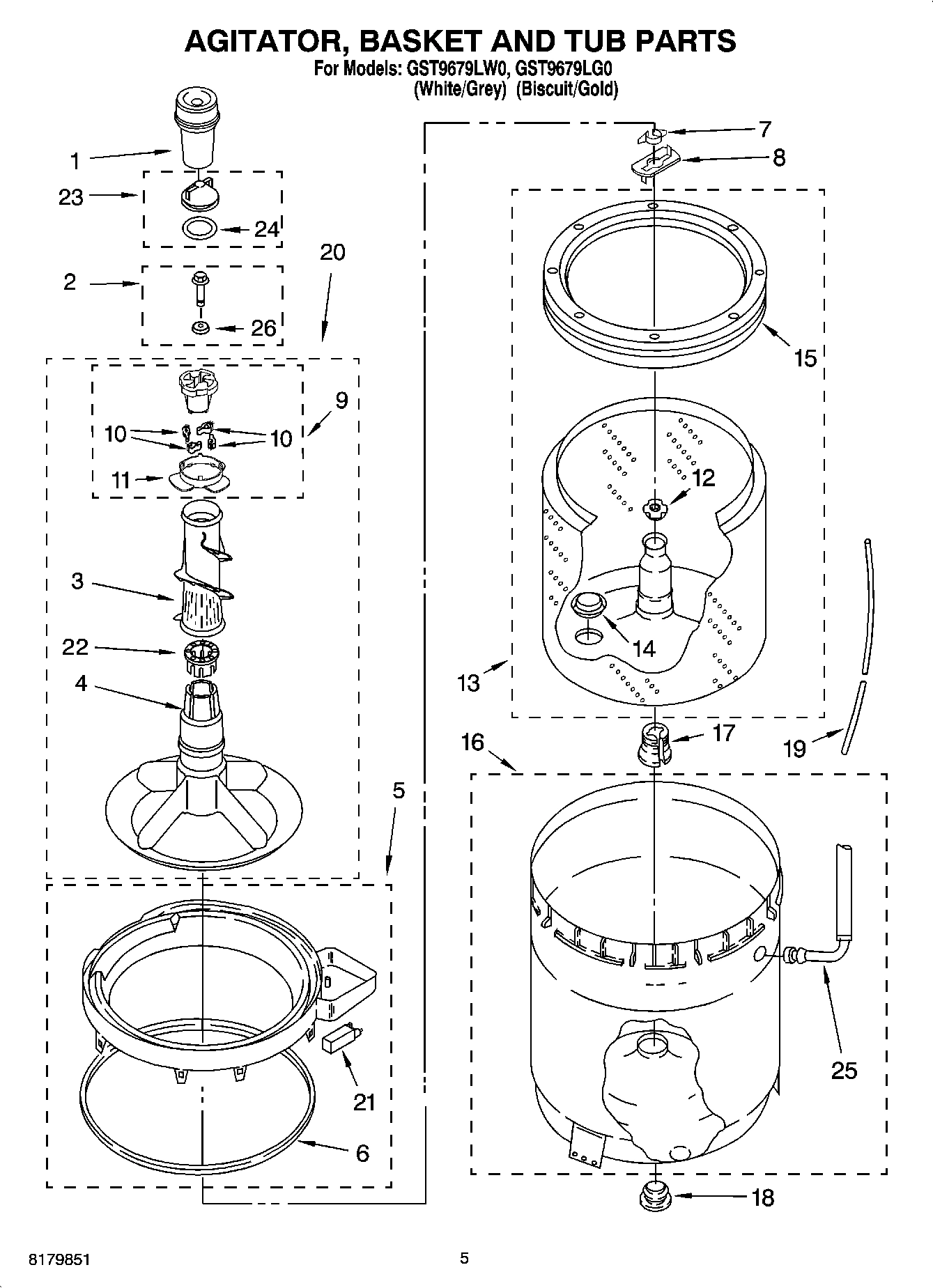 03 - AGITATOR, BASKET AND TUB PARTS