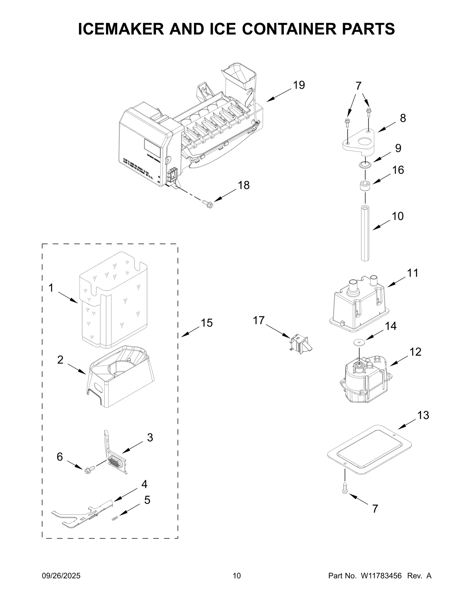 ICEMAKER AND ICE CONTAINER PARTS