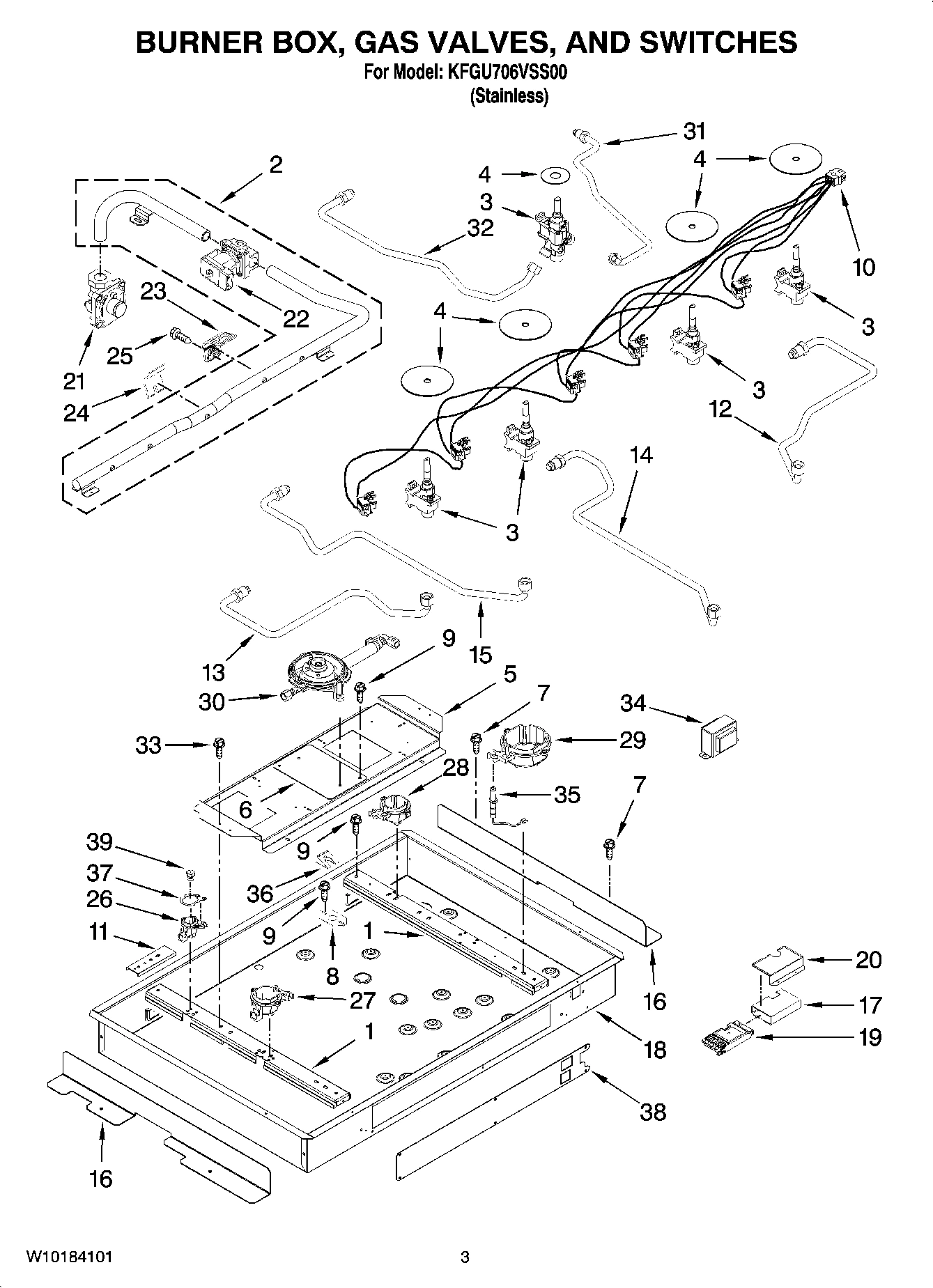 02 - BURNER BOX, GAS VALVES, AND SWITCHES, OPTIONAL PARTS (NOT INCLUDED)