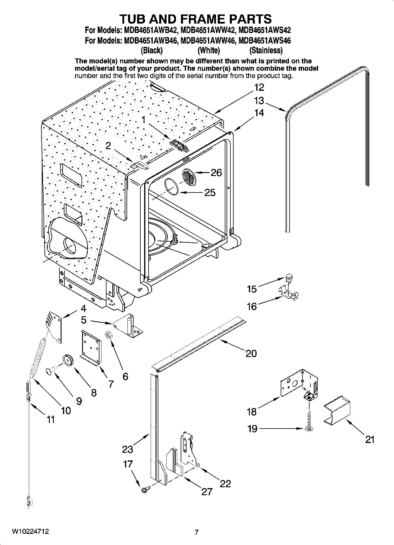 07 - TUB AND FRAME PARTS