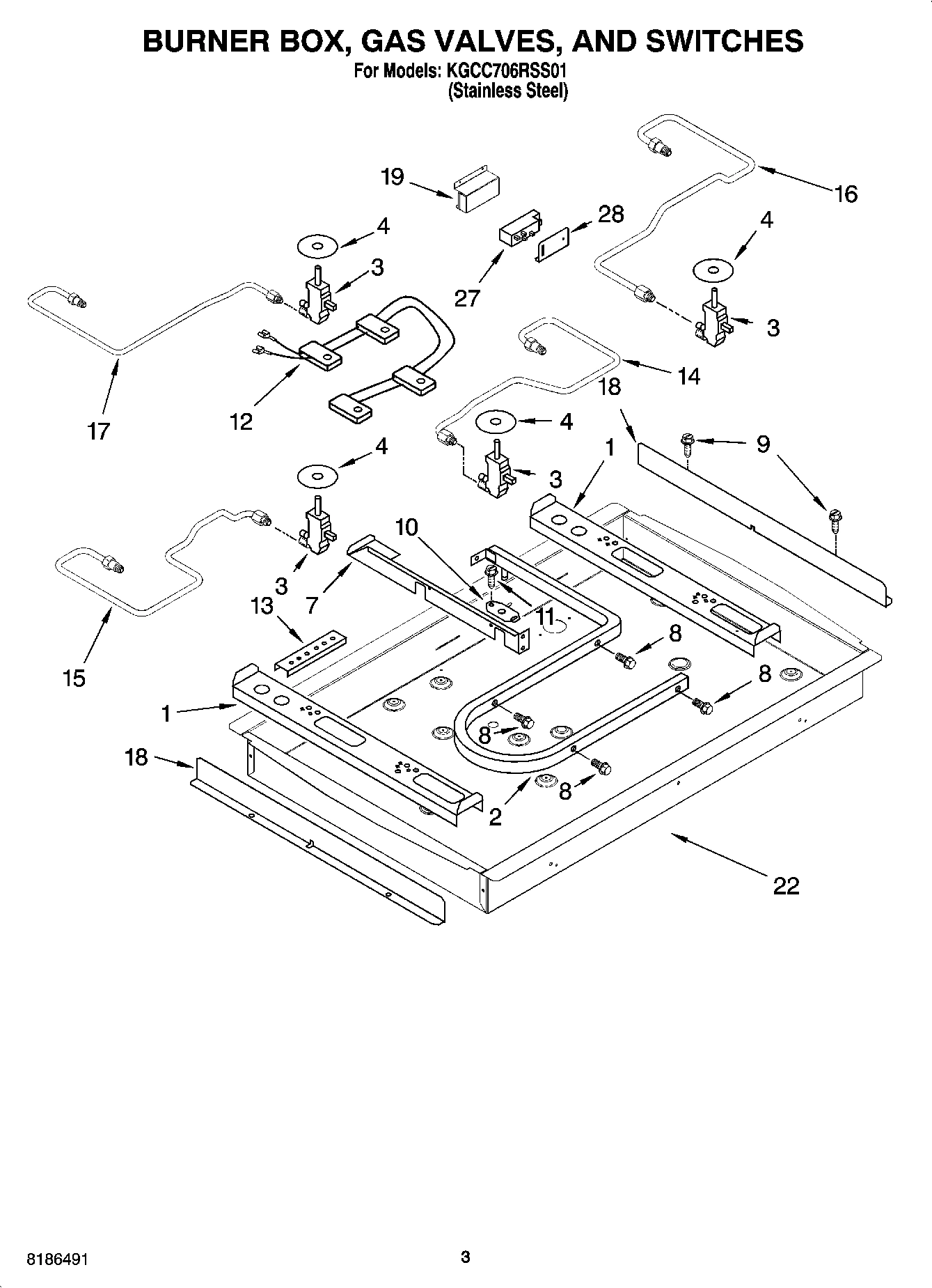 02 - BURNER BOX, GAS VALVES, AND SWITCHES, OPTIONAL PARTS
