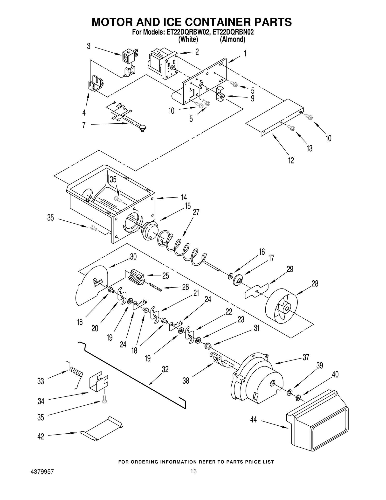 MOTOR AND ICE CONTAINER PARTS