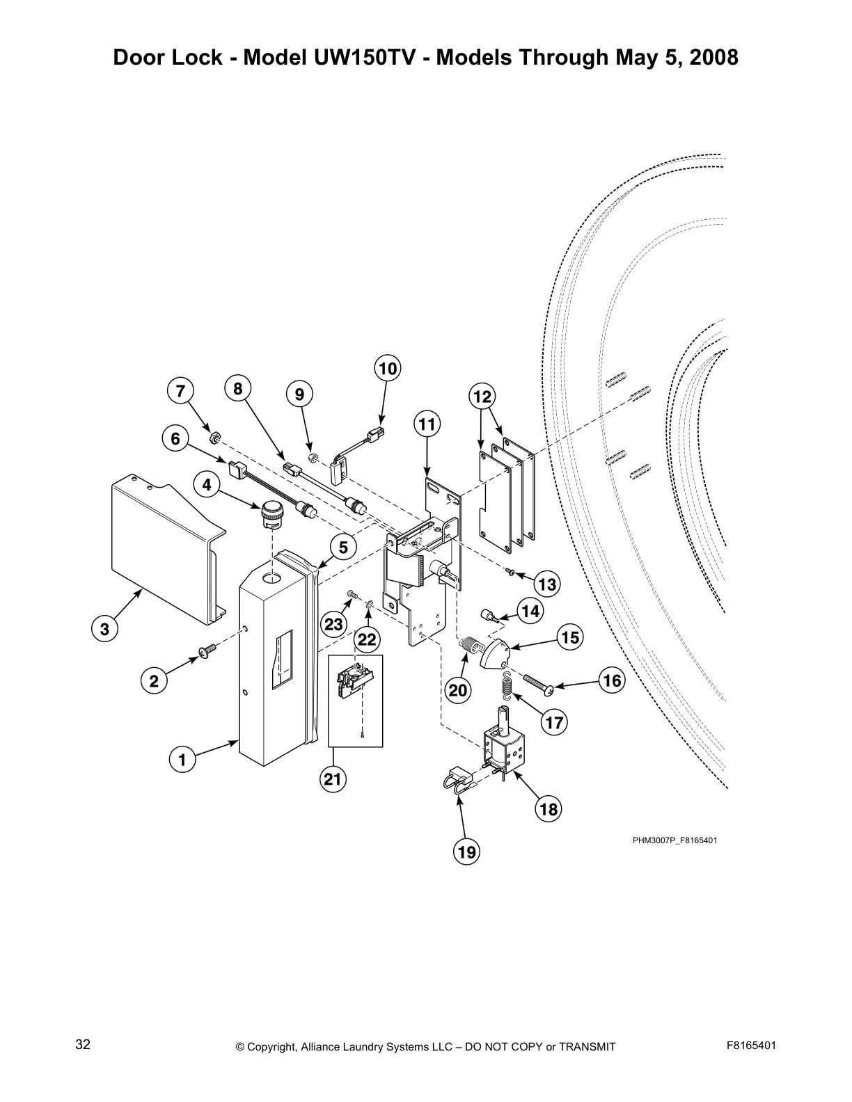 Door Lock - Model UW150TV - Models Through May 5, 2008