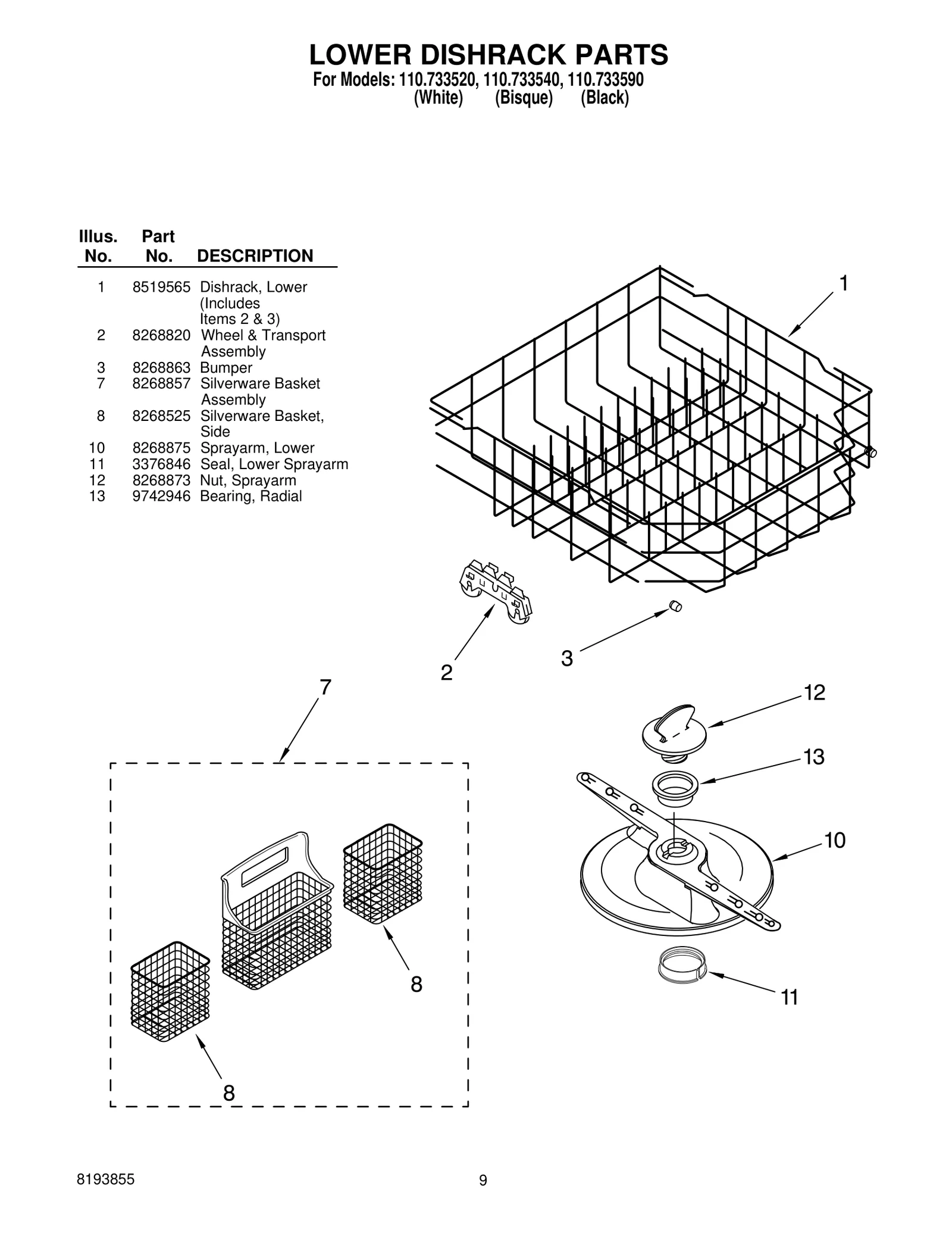 LOWER DISHRACK PARTS