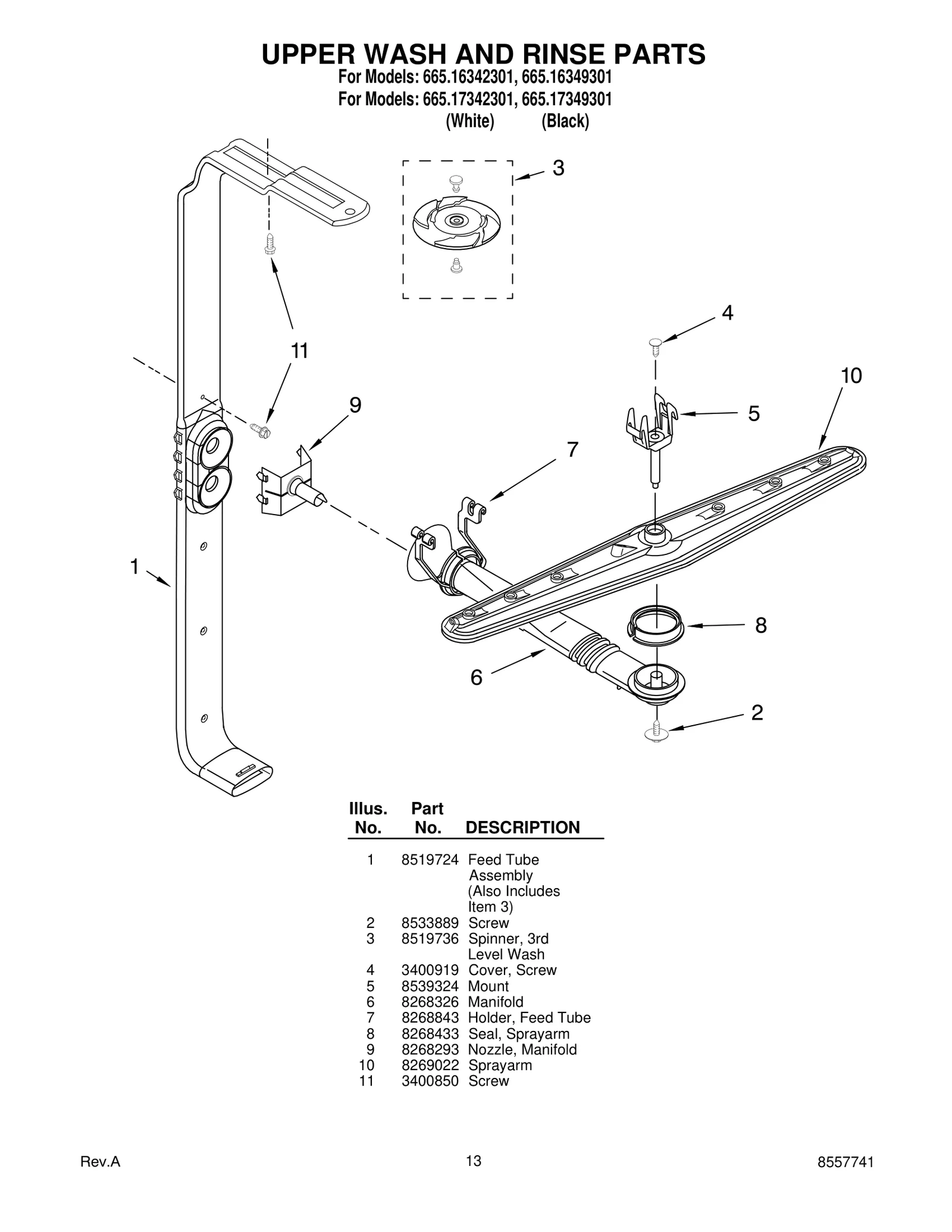 UPPER WASH AND RINSE PARTS
