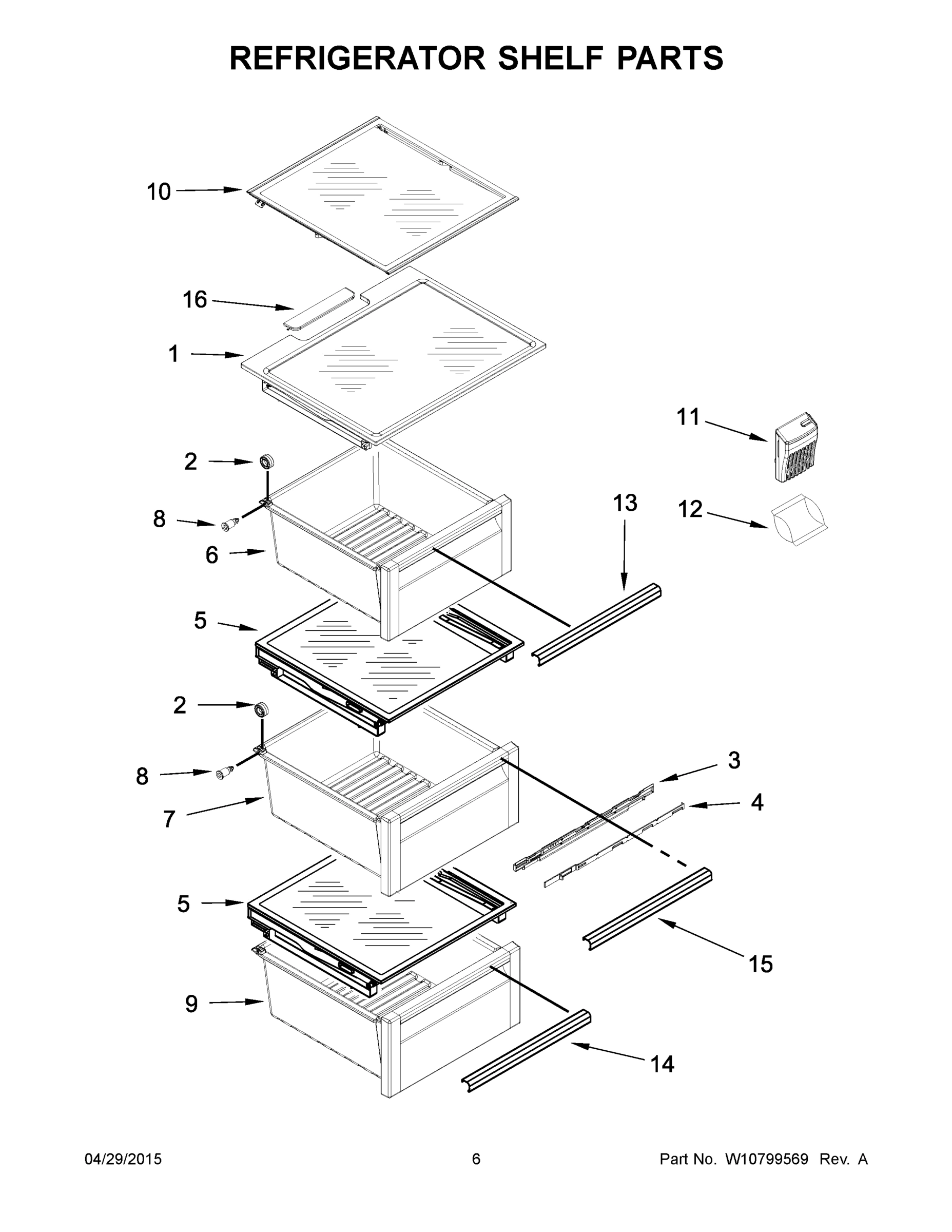 04 - REFRIGERATOR SHELF PARTS