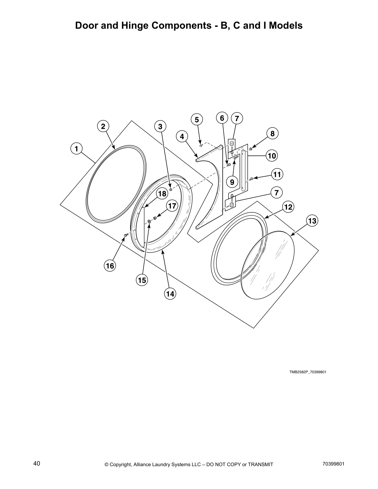 Door and Hinge Components - B, C and I Models