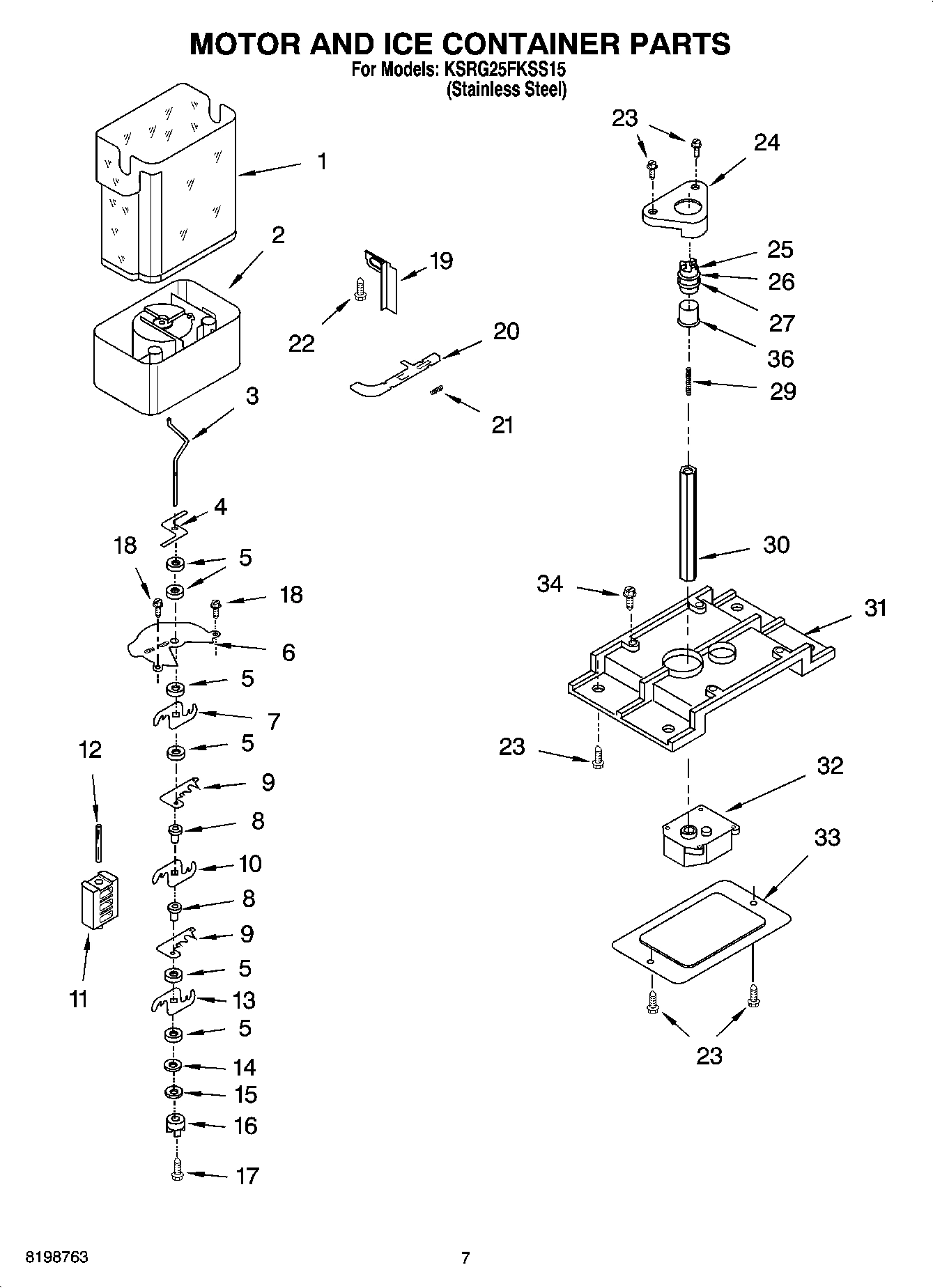 05 - MOTOR AND ICE CONTAINER PARTS