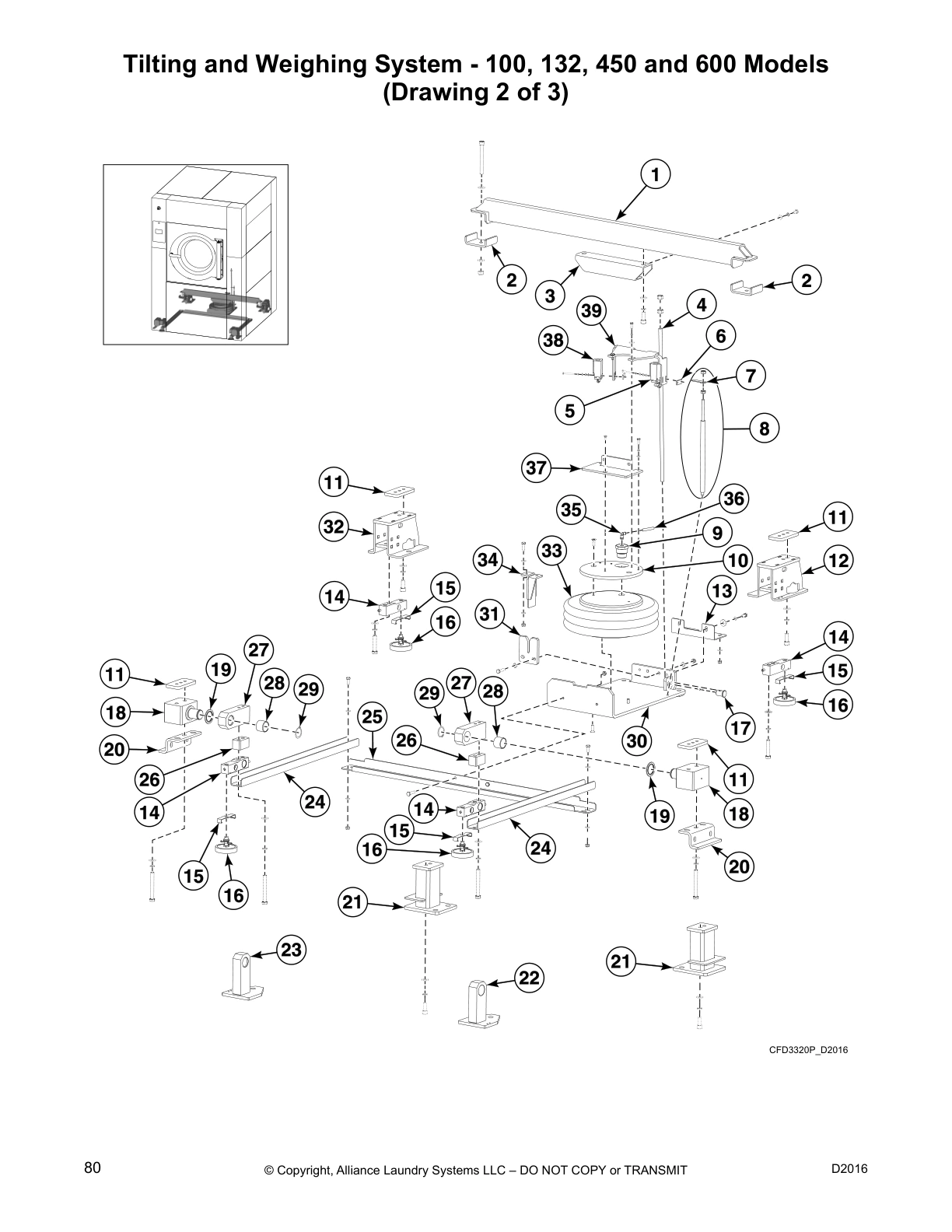 Tilting and Weighing System - 100, 132, 450 and 600 Models 
(Drawing 2 of 3)