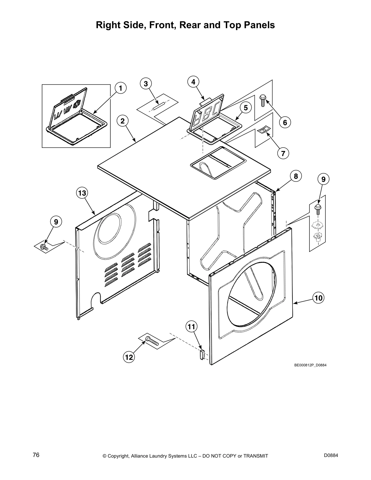 Right Side, Front, Rear and Top Panels