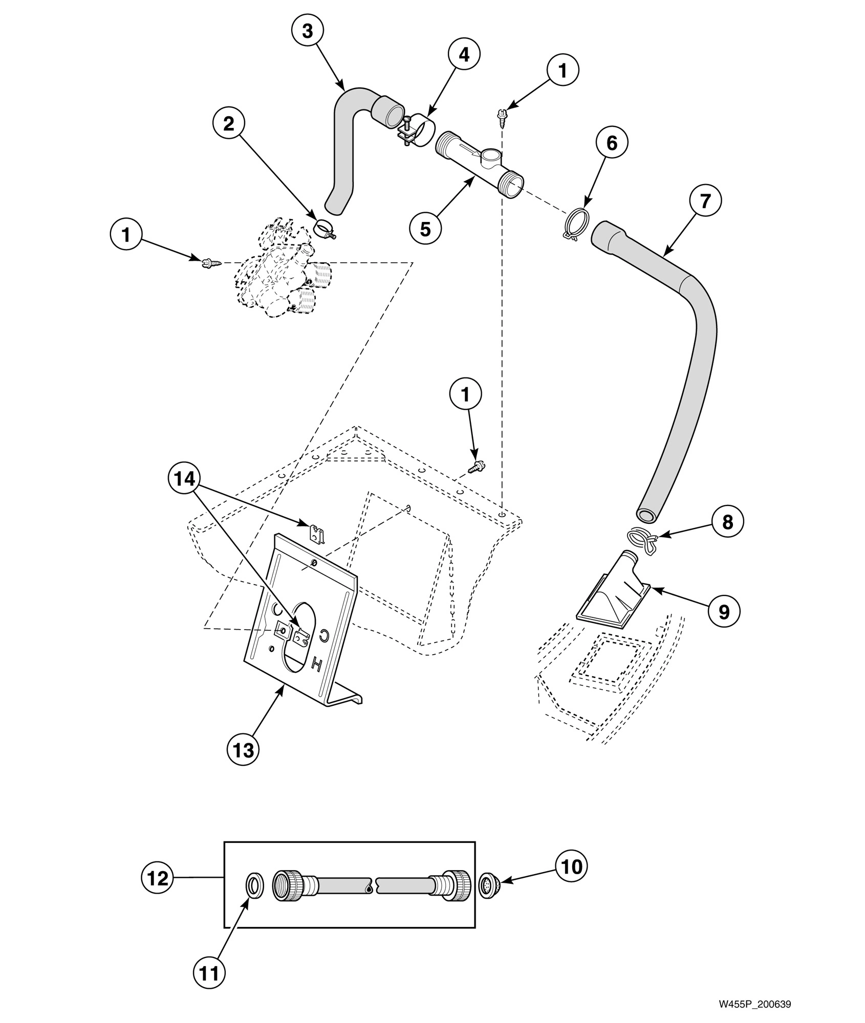 Fill Hose, Back Flow Preventer and Mixing Valve Mounting Bracket Models Starting Serial No. N3605085
