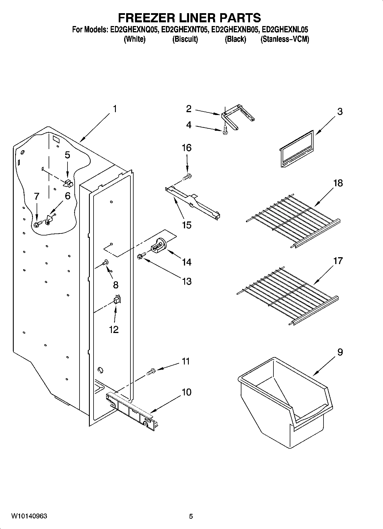 04 - FREEZER LINER PARTS