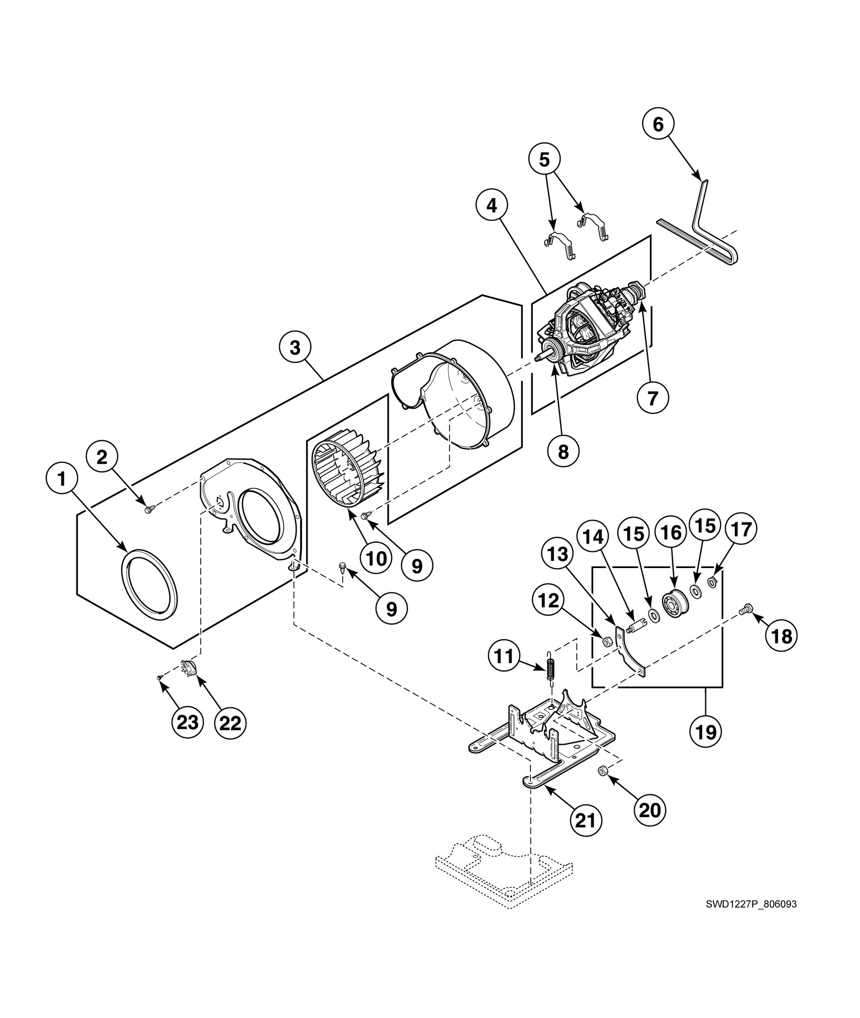 Motor, Exhaust Fan and Belt