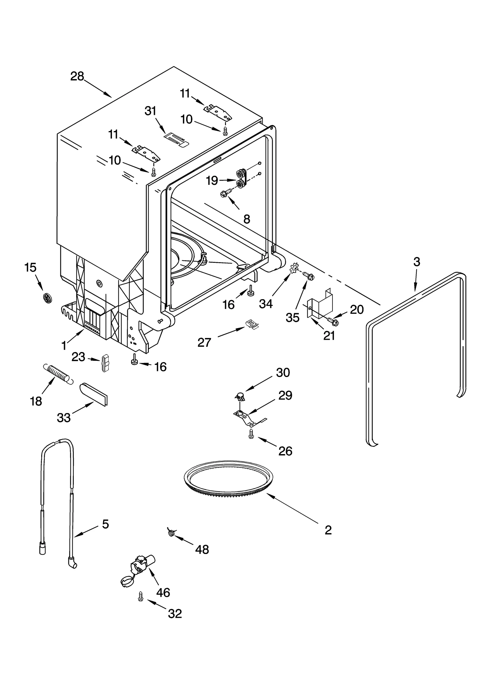 TUB AND FRAME PARTS