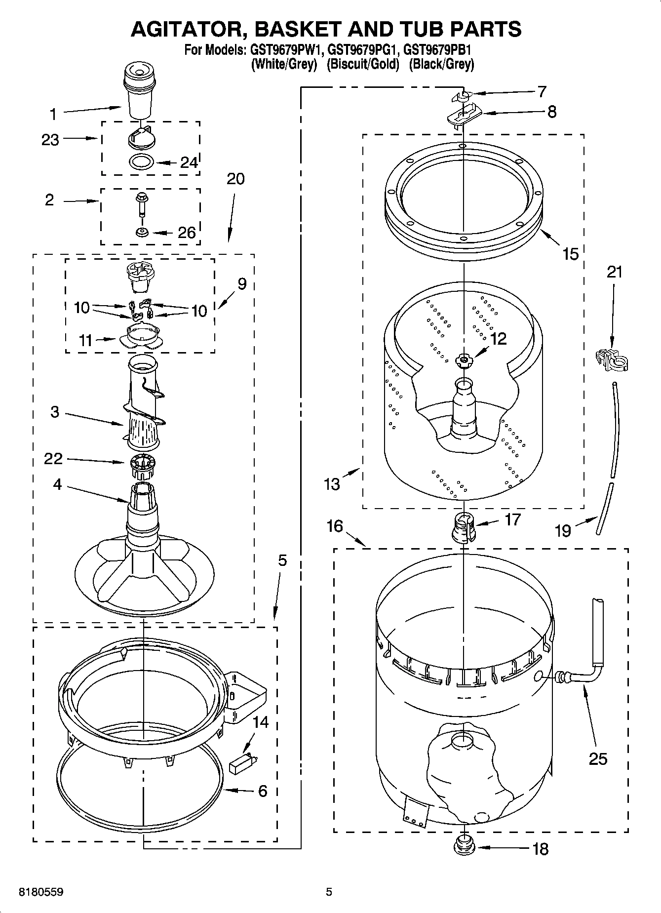 03 - AGITATOR, BASKET AND TUB PARTS